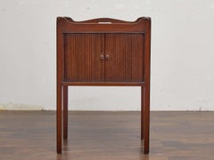 English 19th Century Mahogany Side Cabinet with Scalloped Gallery, Tambour Doors