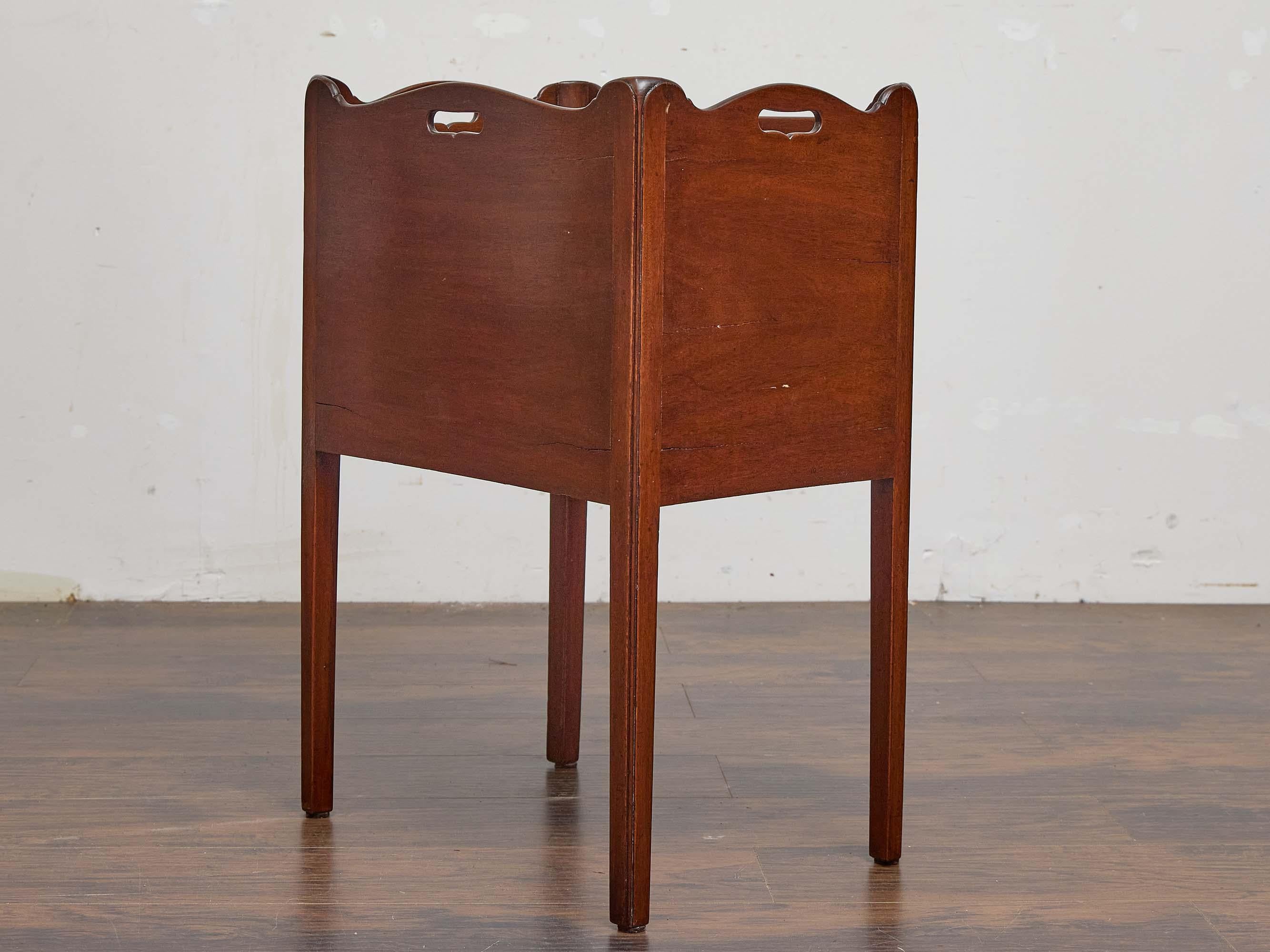 English 19th Century Mahogany Side Cabinet with Scalloped Gallery, Tambour Doors For Sale 3