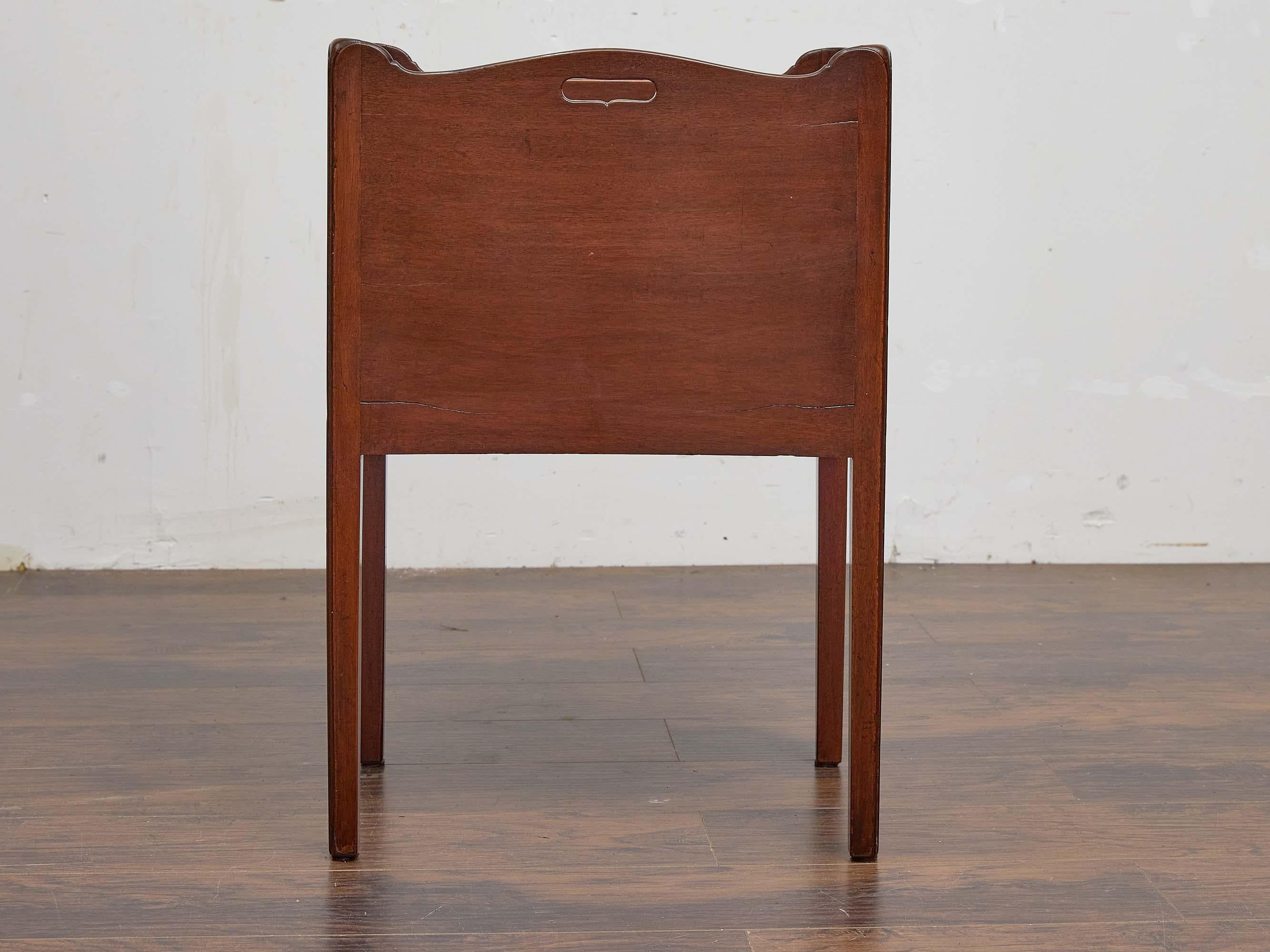 English 19th Century Mahogany Side Cabinet with Scalloped Gallery, Tambour Doors For Sale 4