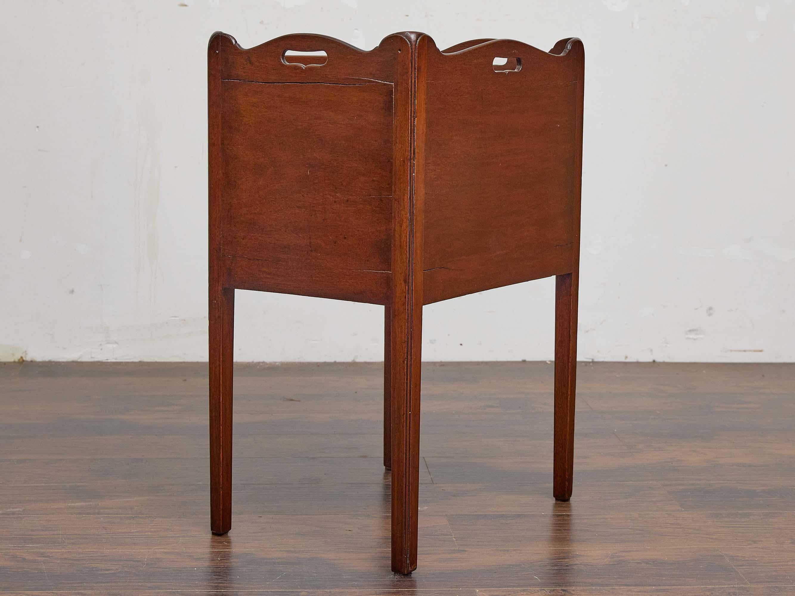 English 19th Century Mahogany Side Cabinet with Scalloped Gallery, Tambour Doors For Sale 5