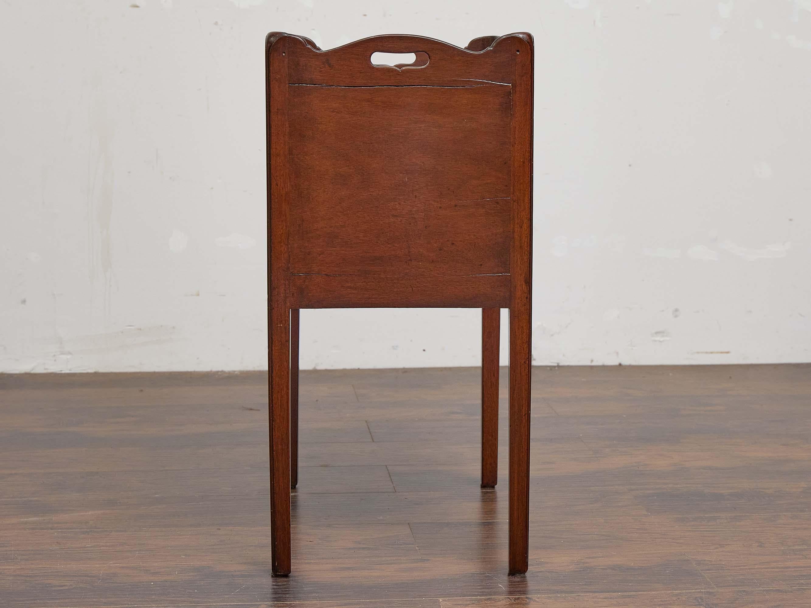 English 19th Century Mahogany Side Cabinet with Scalloped Gallery, Tambour Doors For Sale 6