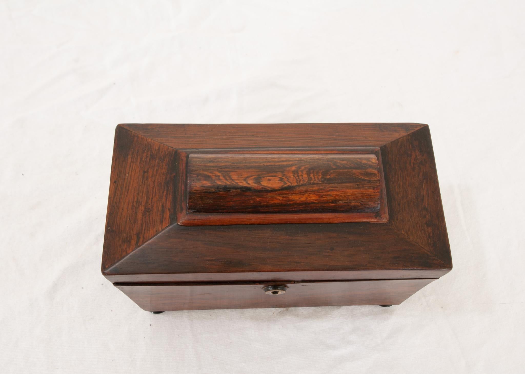 Hand-Carved English 19th Century Mahogany Tea Caddy