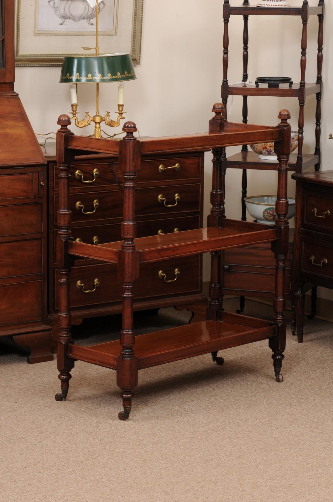 English 19th Century Mahogany Trolley with 3 Tiers and Castors 8