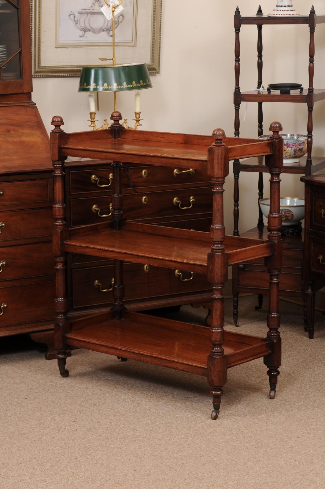 English 19th Century Mahogany Trolley with 3 Tiers and Castors 10