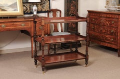 English 19th Century Mahogany Trolley with 3 Tiers and Turned Supports