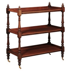 English 19th Century Mahogany Trolley with 3 Tiers and Turned Supports