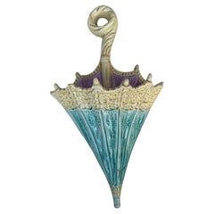 Antique English 19th Century Majolica Umbrella Wall Pocket