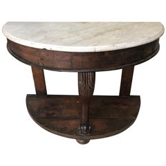 Used English 19th Century Marble-Top Demilune Console Table