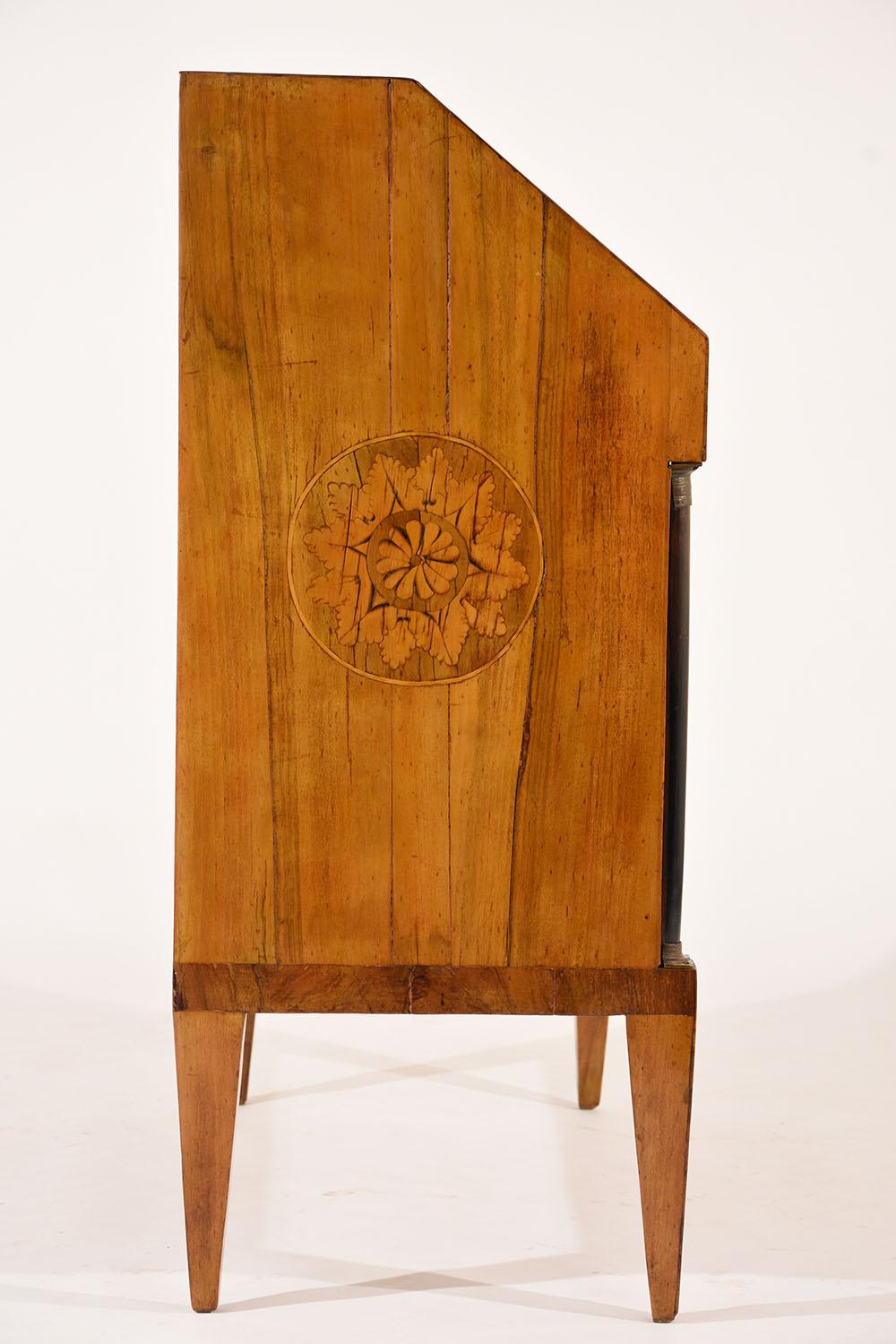 English 19th Century Marquetry Style Drop Front Desk 3