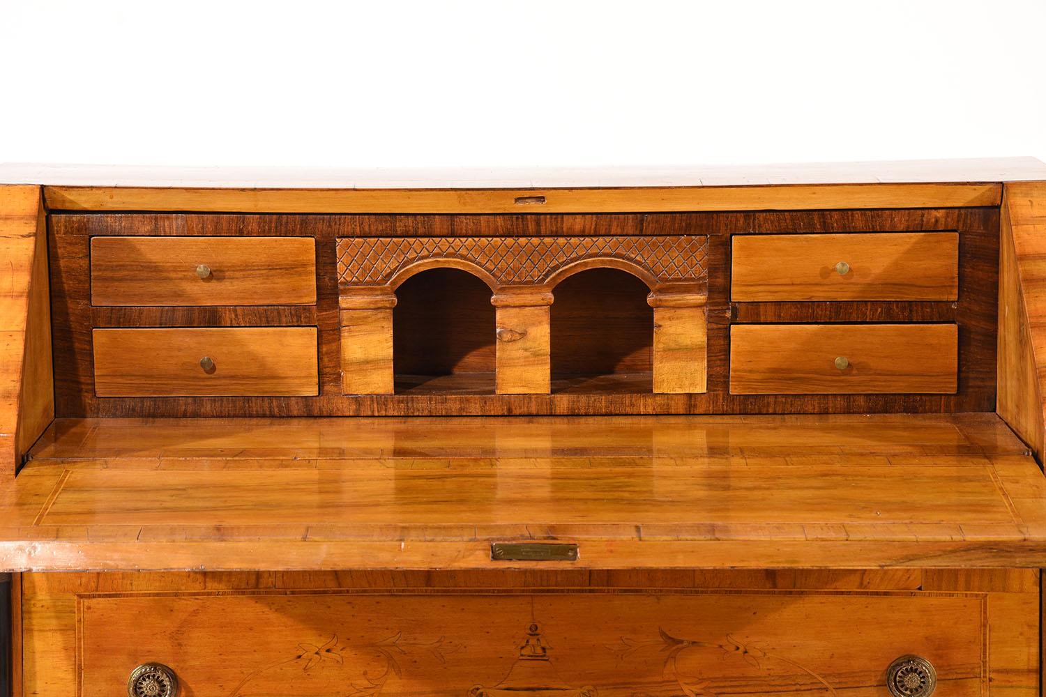 French English 19th Century Marquetry Style Drop Front Desk