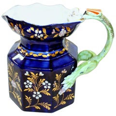 English 19th Century Mason's Ironstone Cobalt and Gold Fenton Jug or Pitcher