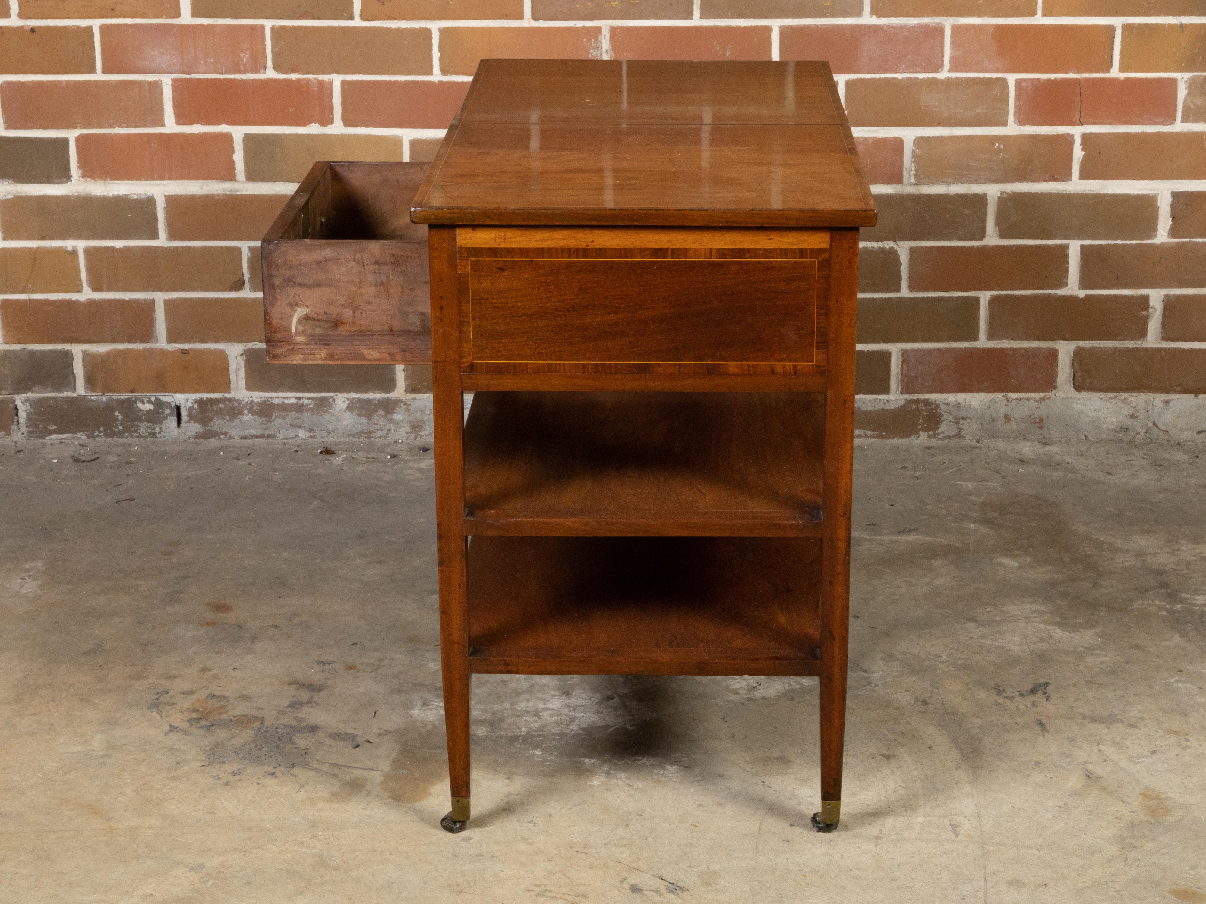 English 19th Century Metamorphic Table with Lift Top, Drawers and Shelves For Sale 8