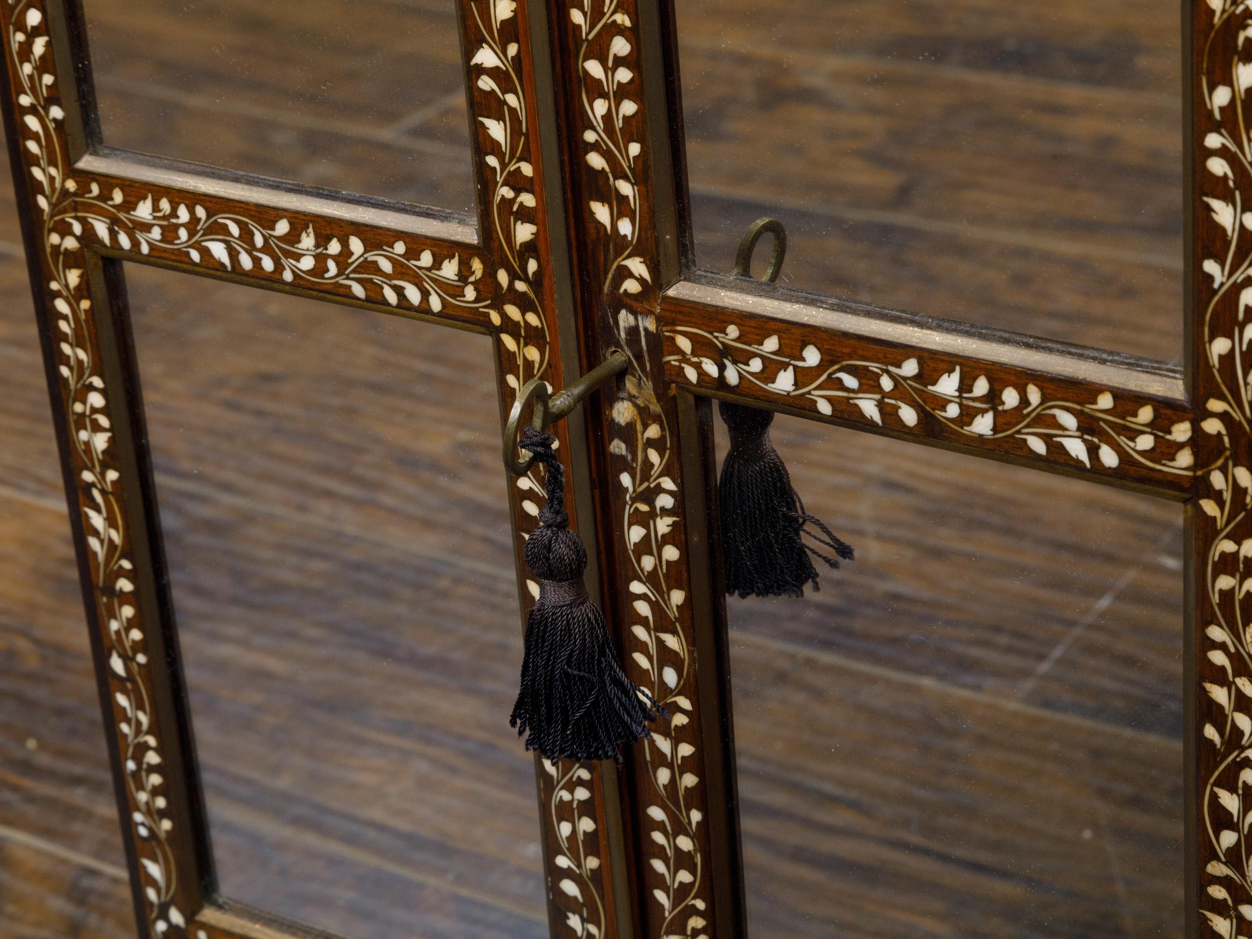 English 19th Century Miniature Cabinet with Scrollwork Inlay and Inner Drawers For Sale 6