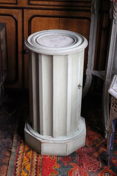 English 19th Century Mist Green Marble Topped Pot Cupboard Bedside Table
