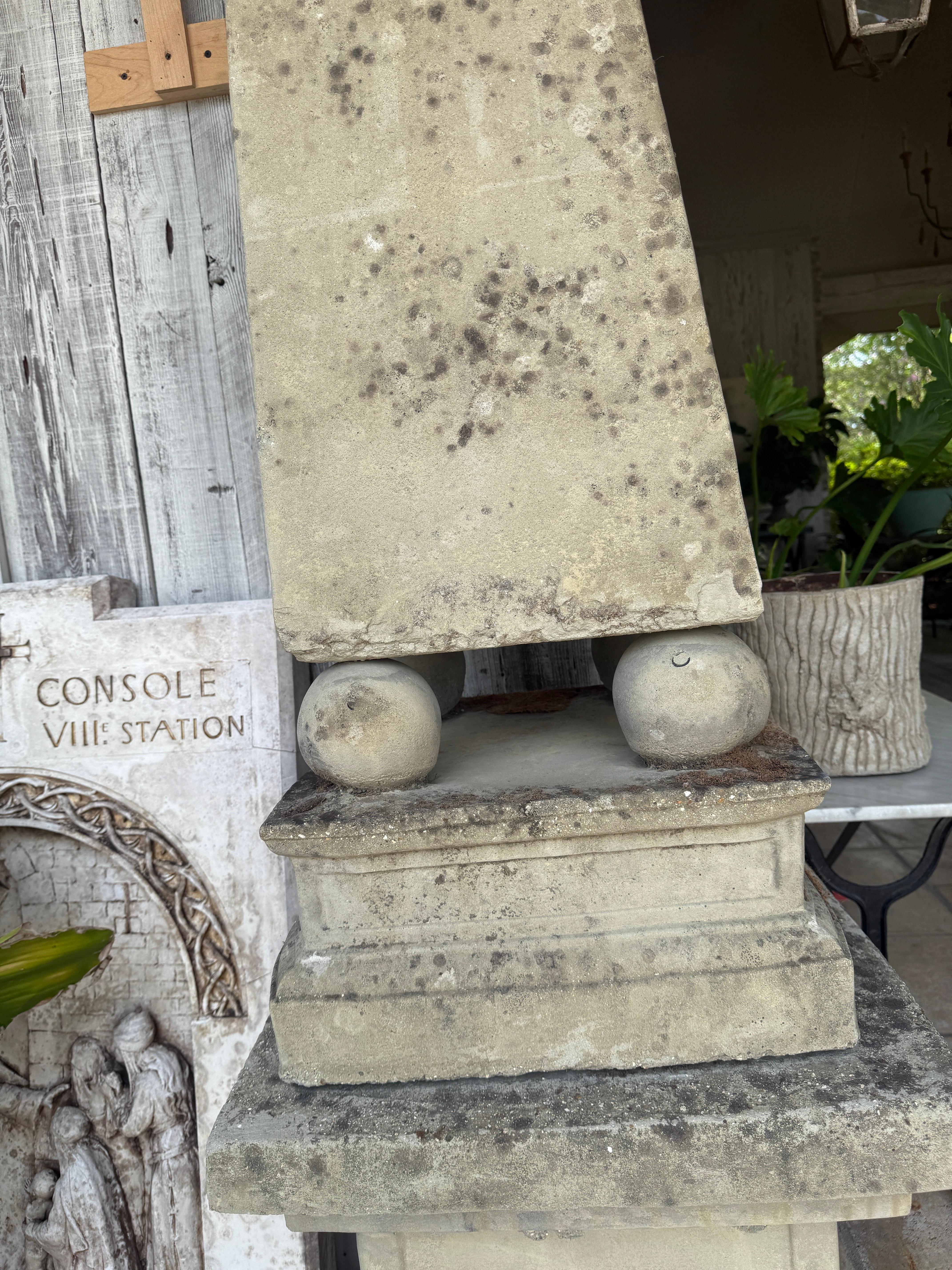 Cast English 19th Century Monumental Garden Obelisk For Sale