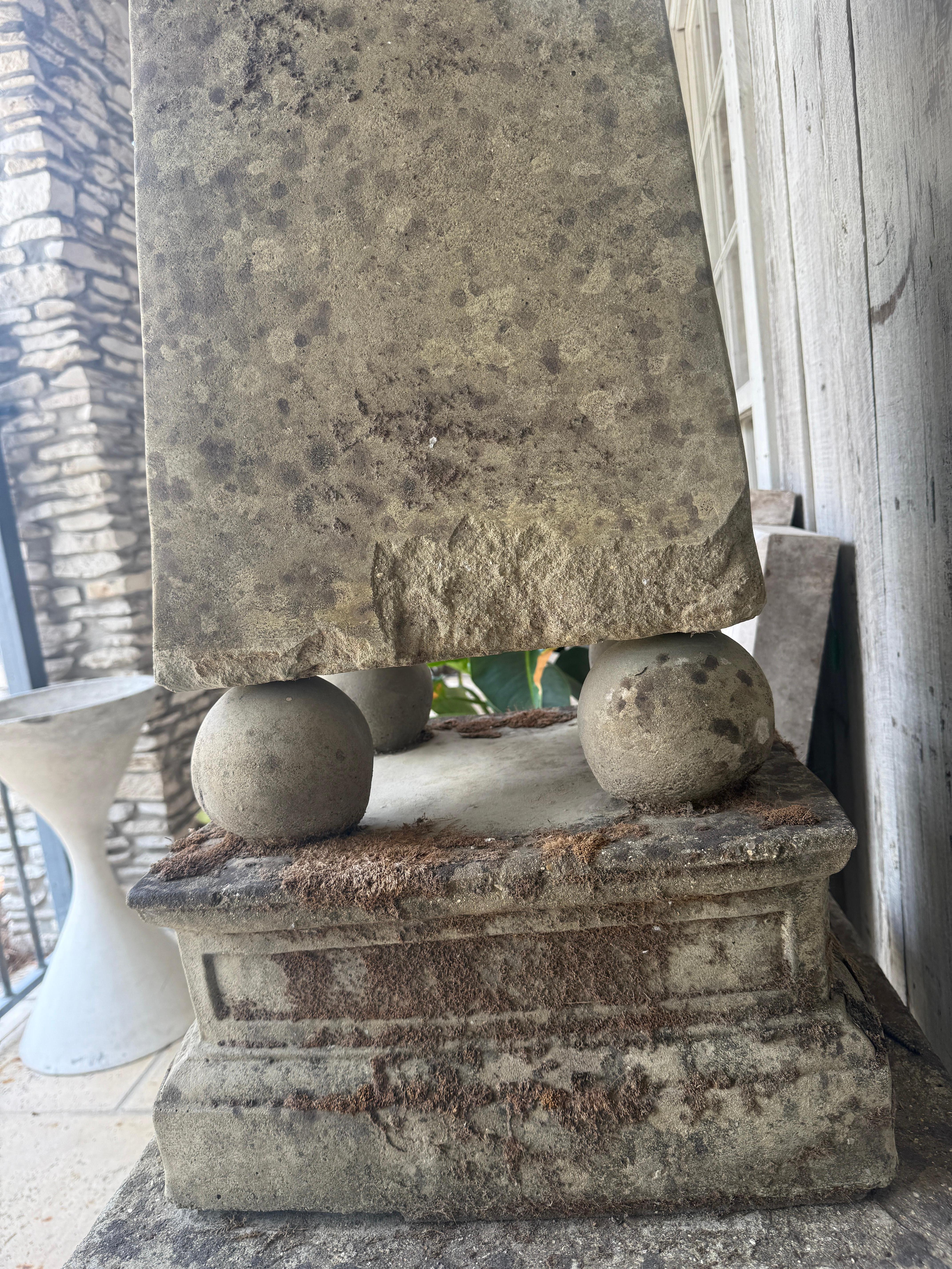 Concrete English 19th Century Monumental Garden Obelisk For Sale