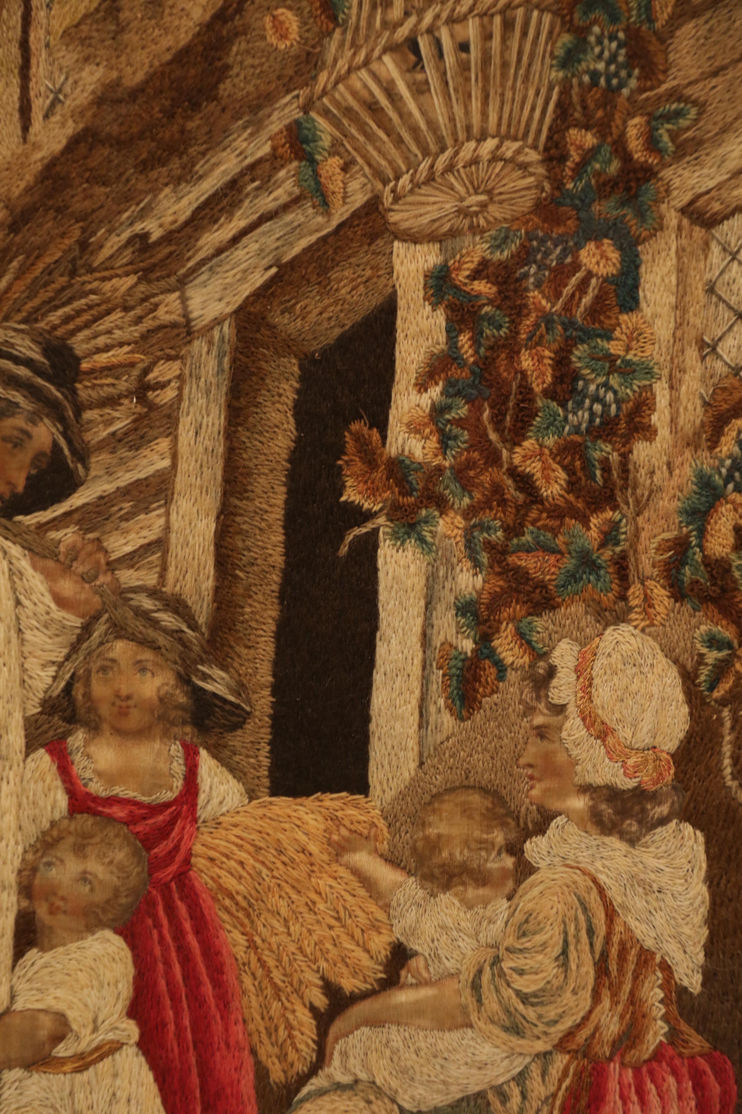 Tableau en soie peint à l'aiguille et à la main du 19e siècle, vers 1830 en vente 6