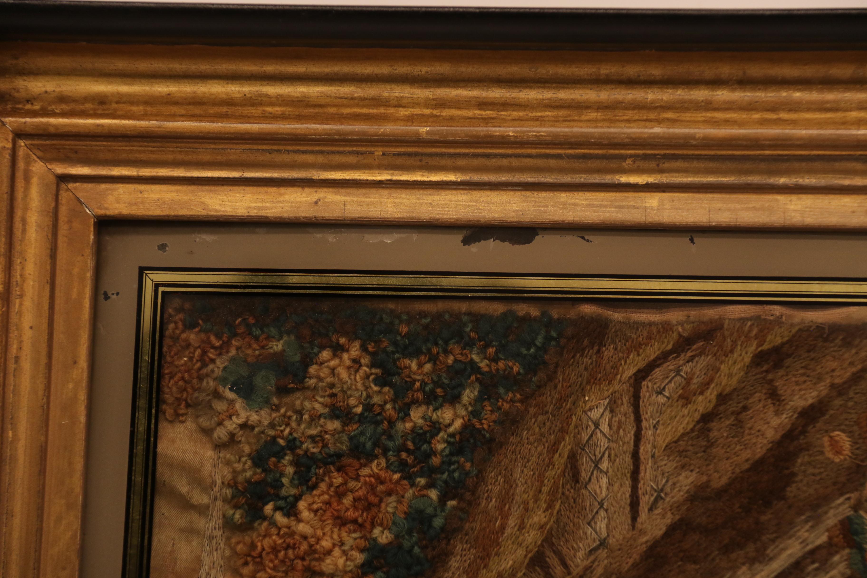 Tableau en soie peint à l'aiguille et à la main du 19e siècle, vers 1830 en vente 9