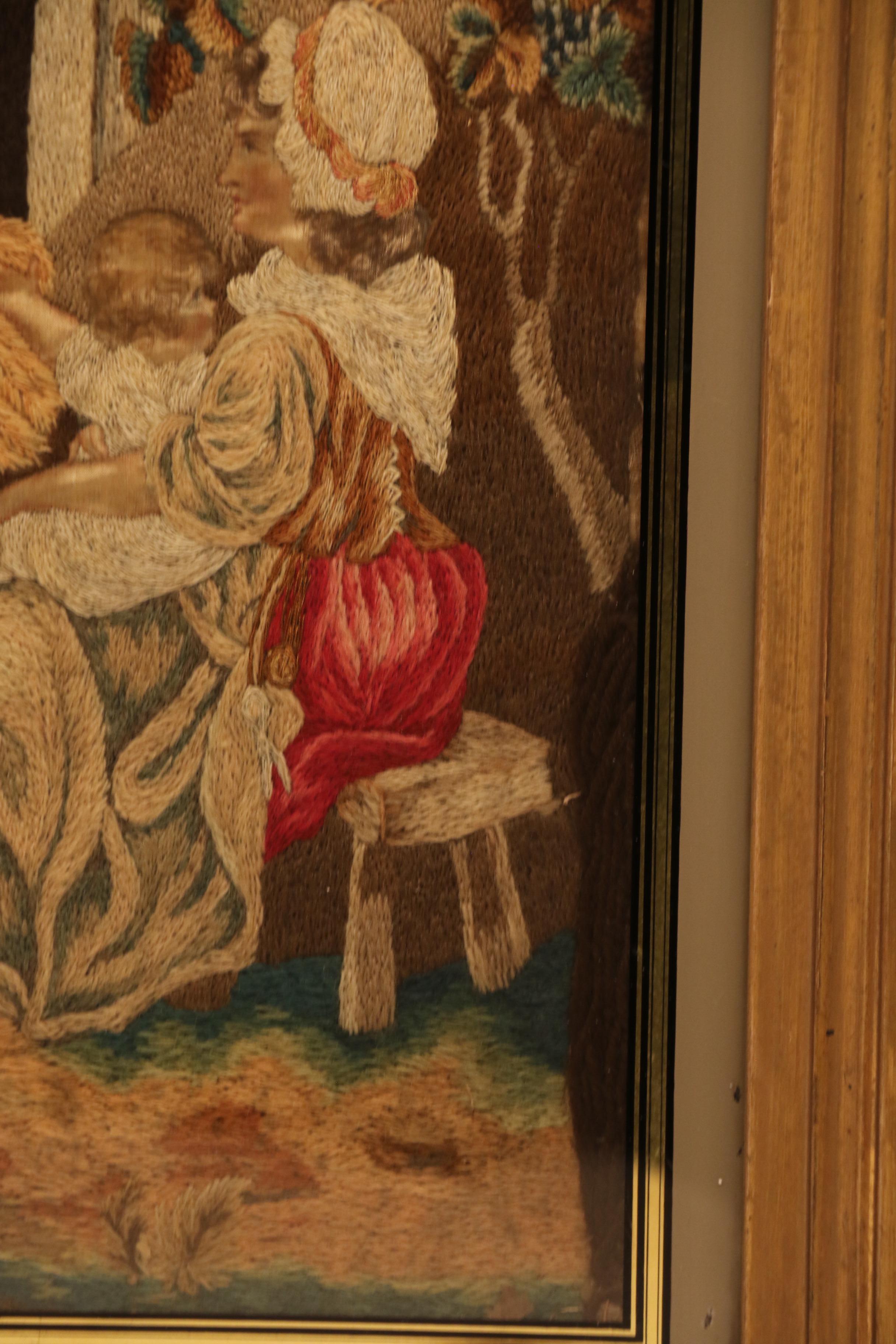 William IV Tableau en soie peint à l'aiguille et à la main du 19e siècle, vers 1830 en vente