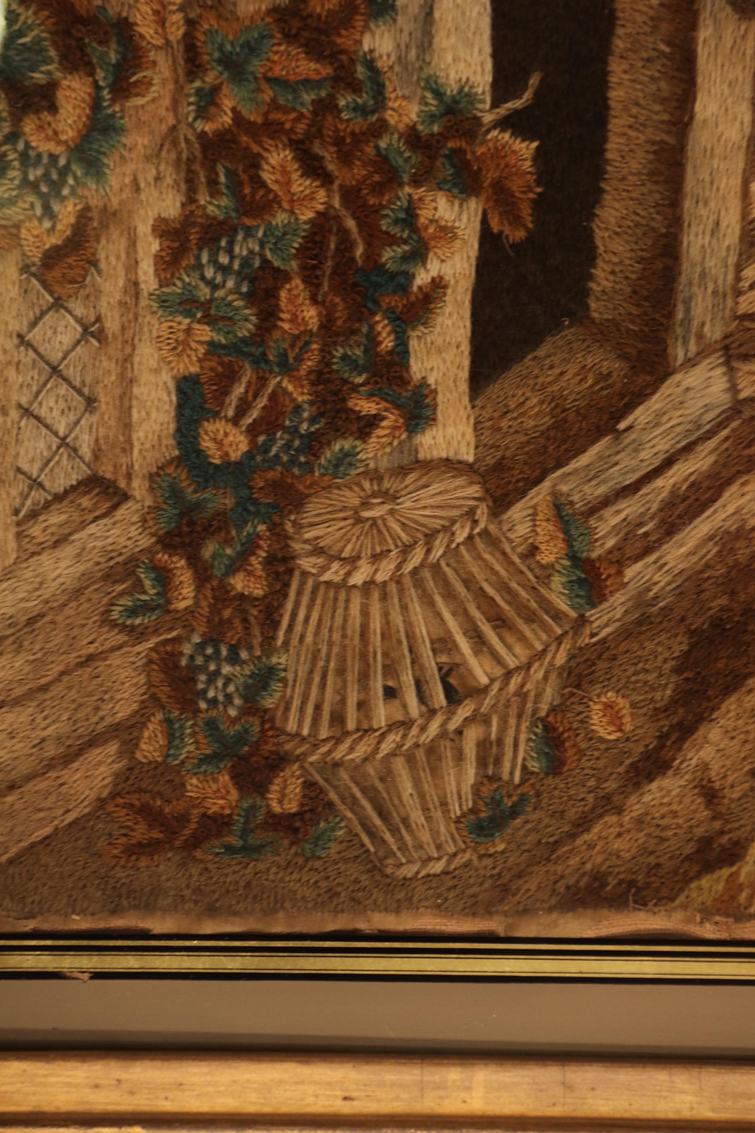 Laine Tableau en soie peint à l'aiguille et à la main du 19e siècle, vers 1830 en vente