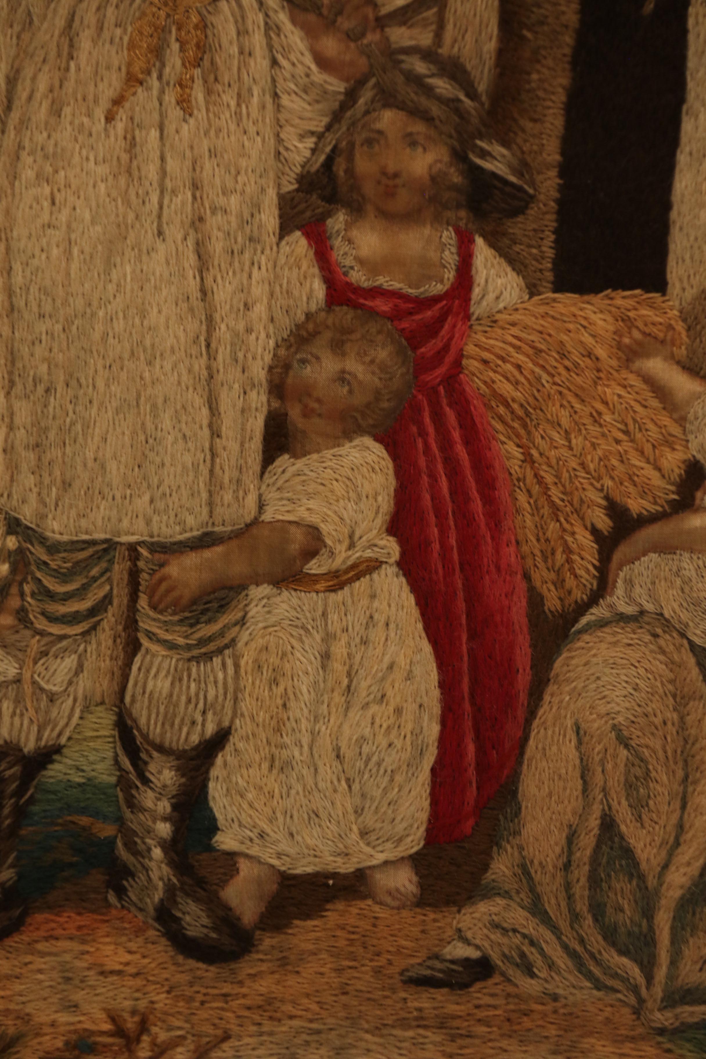 Tableau en soie peint à l'aiguille et à la main du 19e siècle, vers 1830 en vente 2