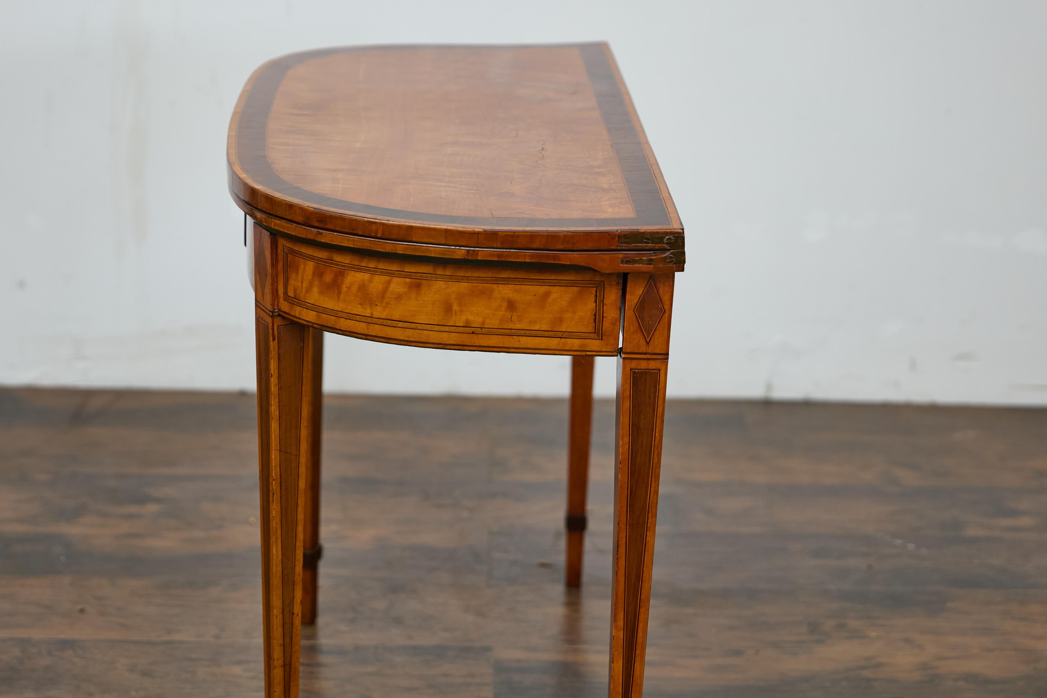 English 19th Century Neoclassical Demi-Lune Game Table with Inlaid Apron For Sale 8