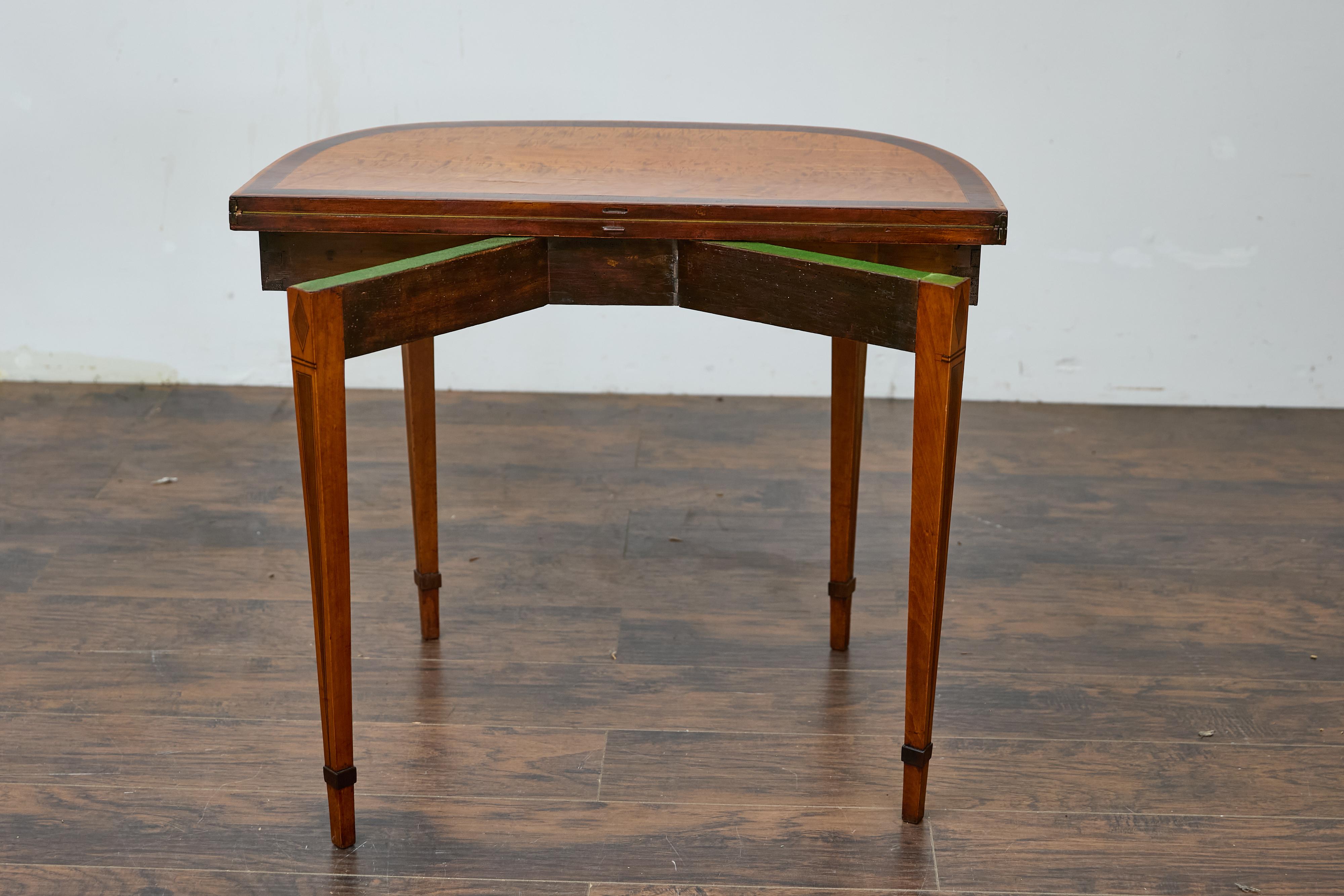 English 19th Century Neoclassical Demi-Lune Game Table with Inlaid Apron For Sale 9