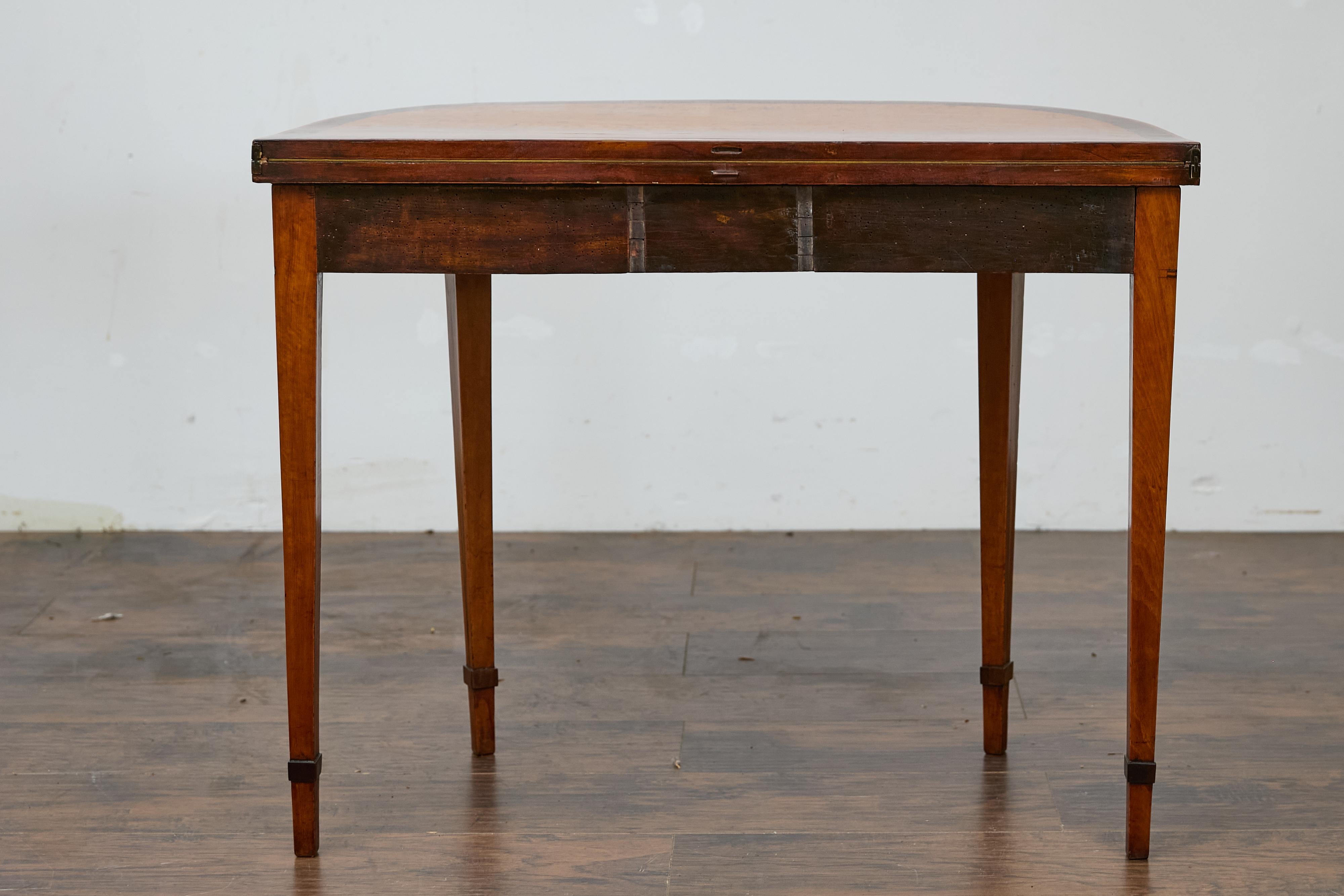 English 19th Century Neoclassical Demi-Lune Game Table with Inlaid Apron For Sale 11