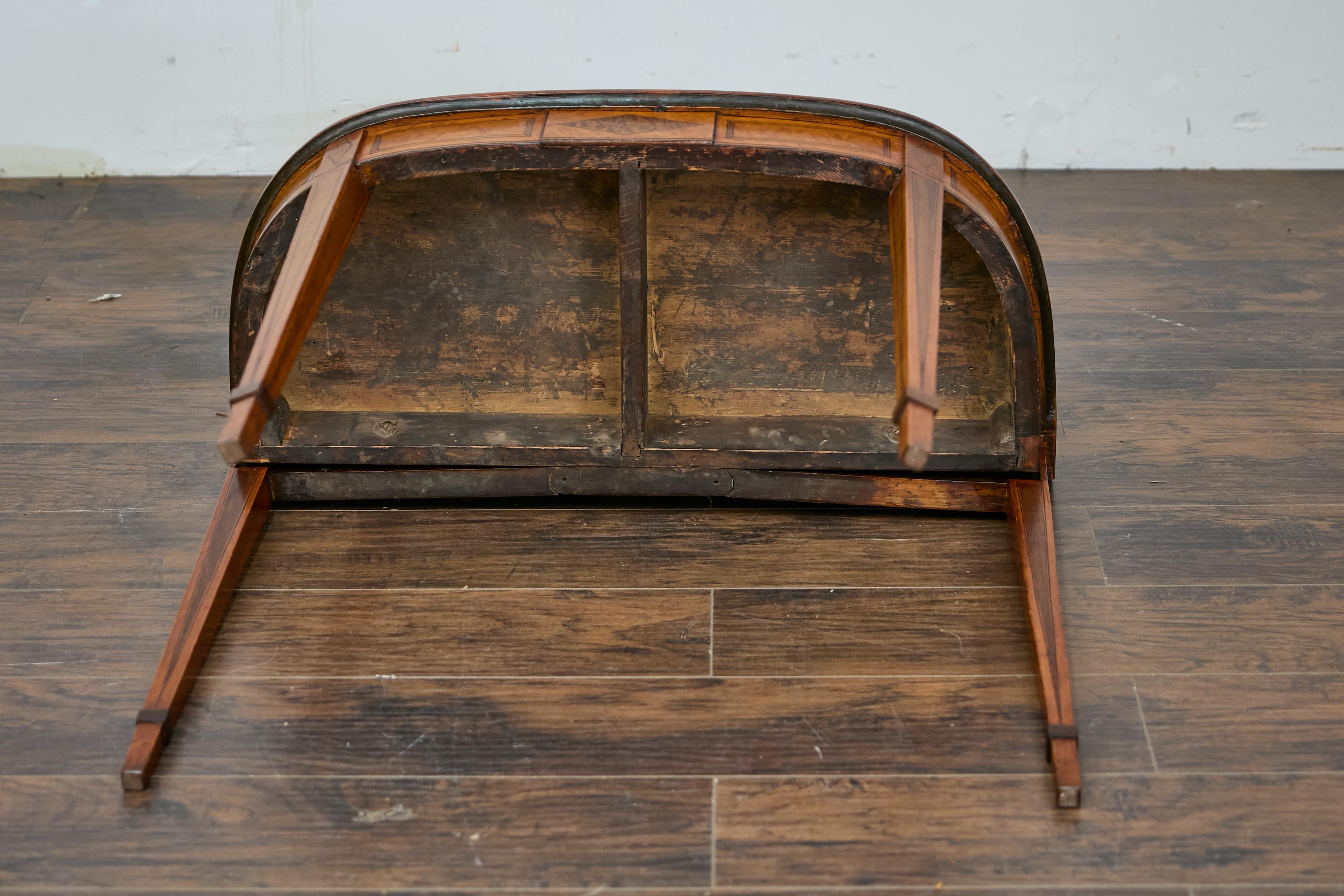 English 19th Century Neoclassical Demi-Lune Game Table with Inlaid Apron For Sale 13
