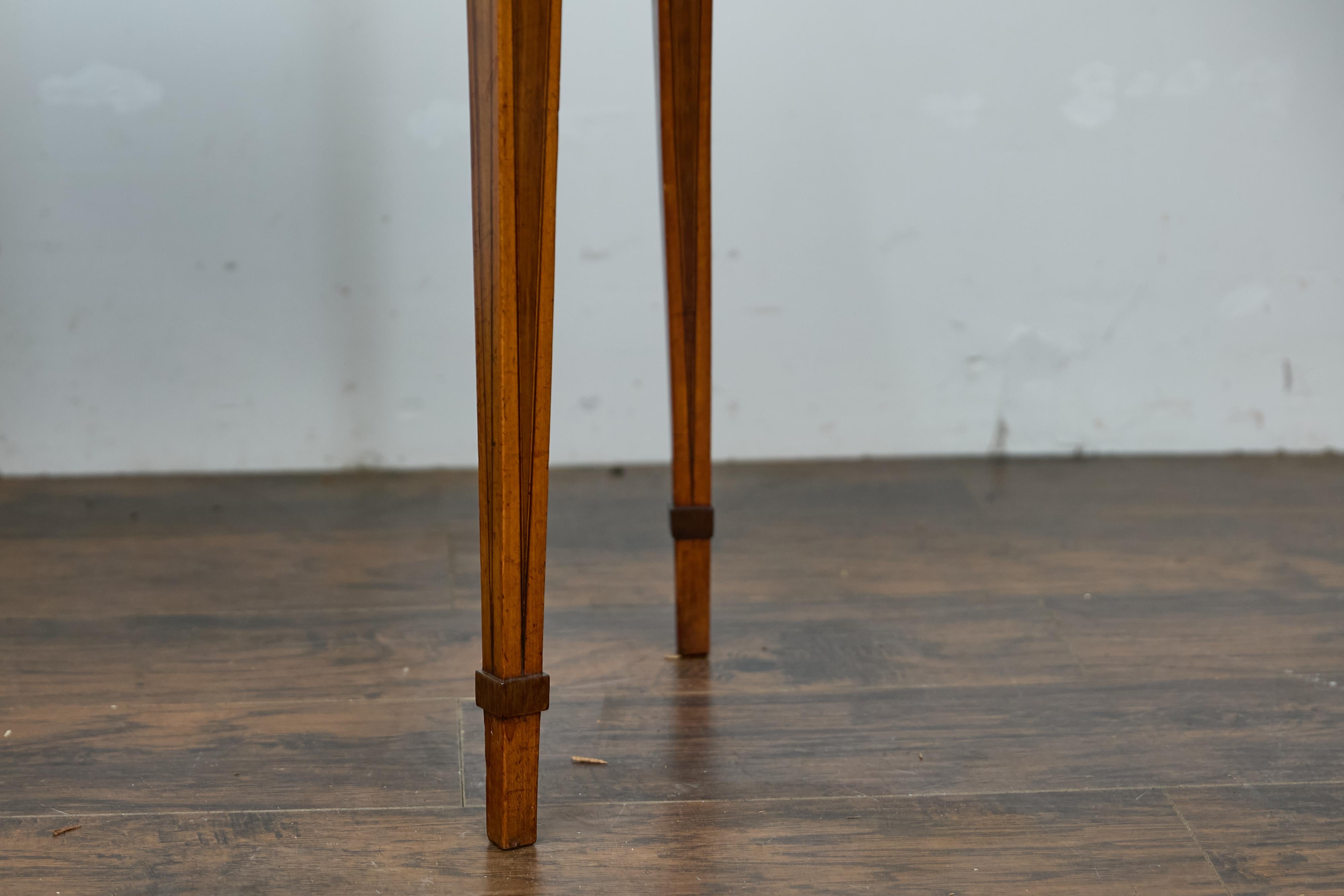 English 19th Century Neoclassical Demi-Lune Game Table with Inlaid Apron For Sale 1