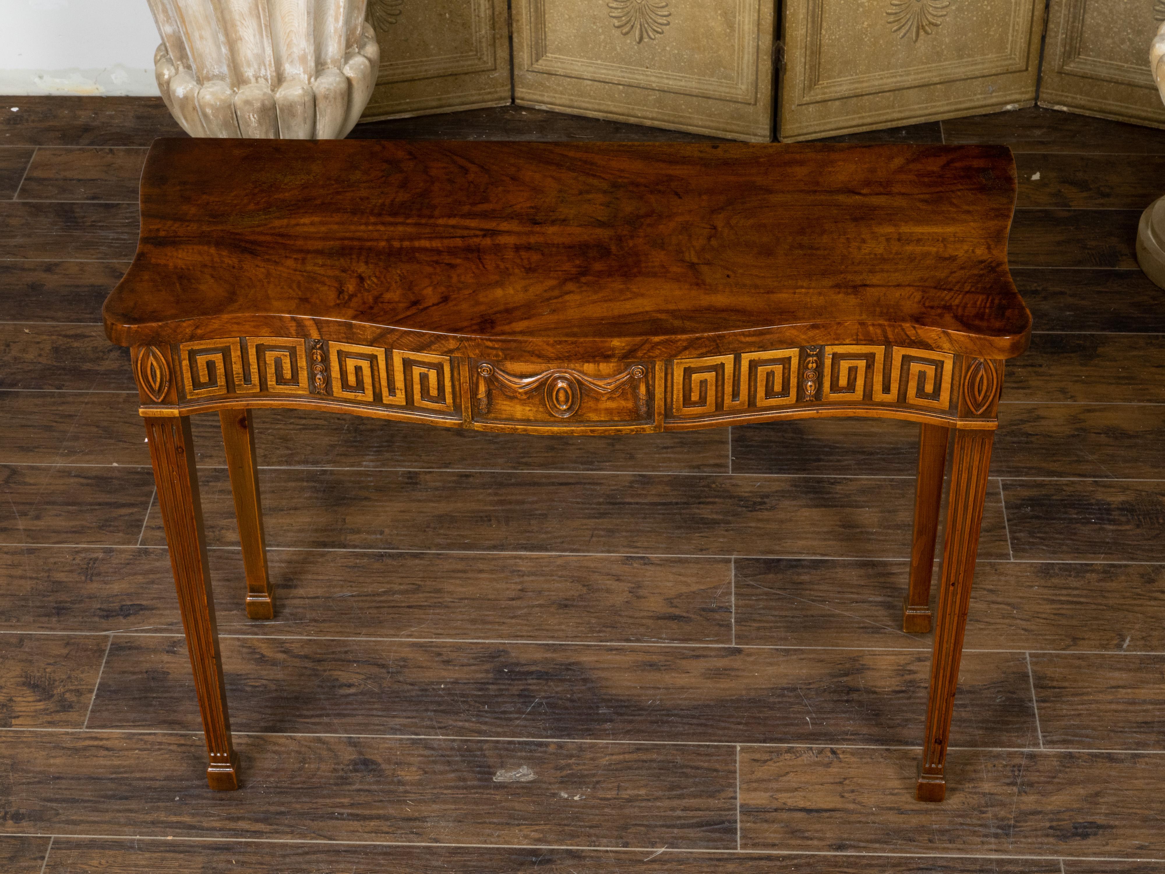 English 19th Century Neoclassical Revival Mahogany Console Table with Greek Key 4