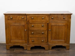 English 19th Century Oak and Walnut Sideboard with Cupboards