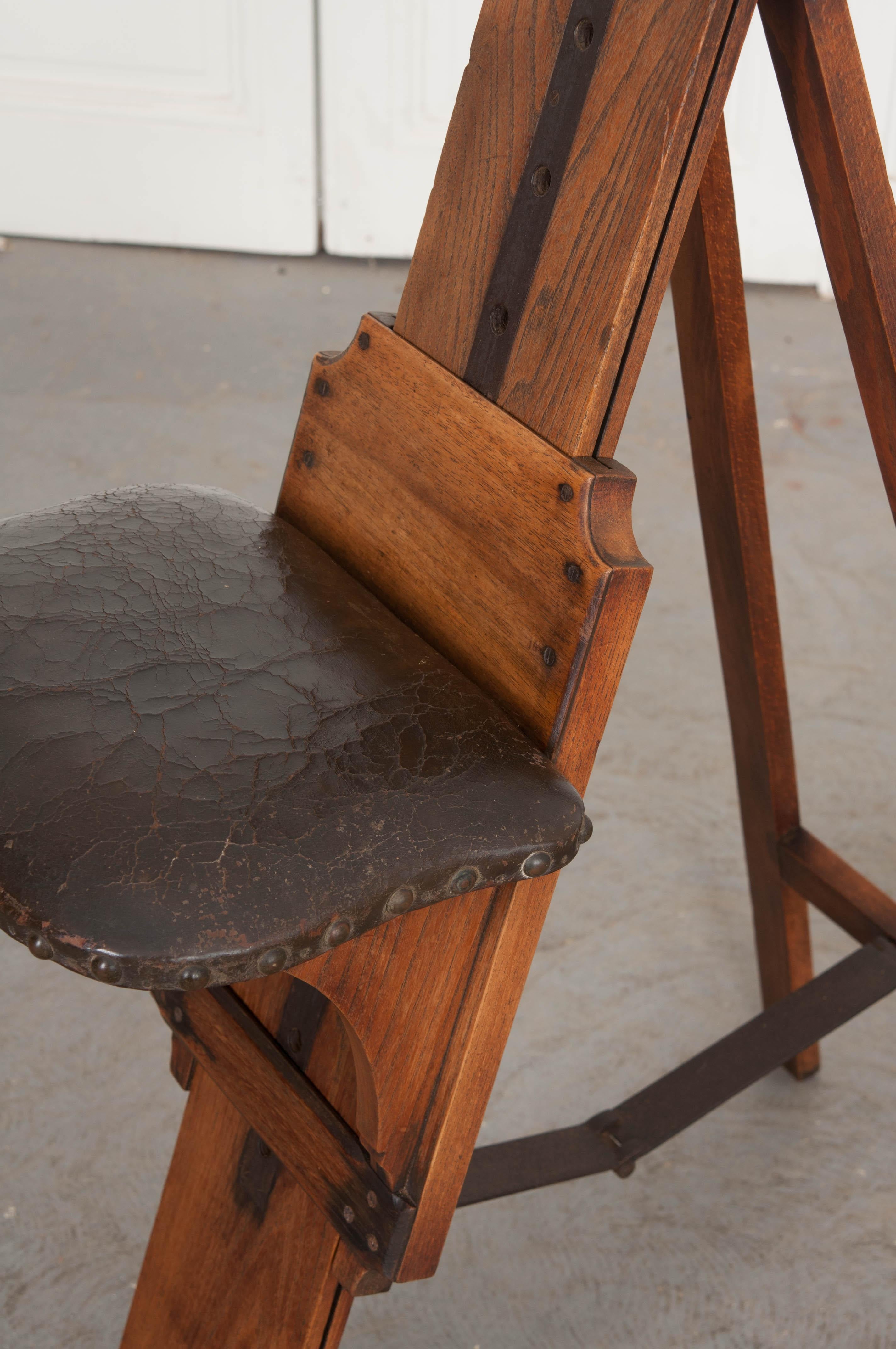 Victorian English 19th Century Oak Artist’s Chair