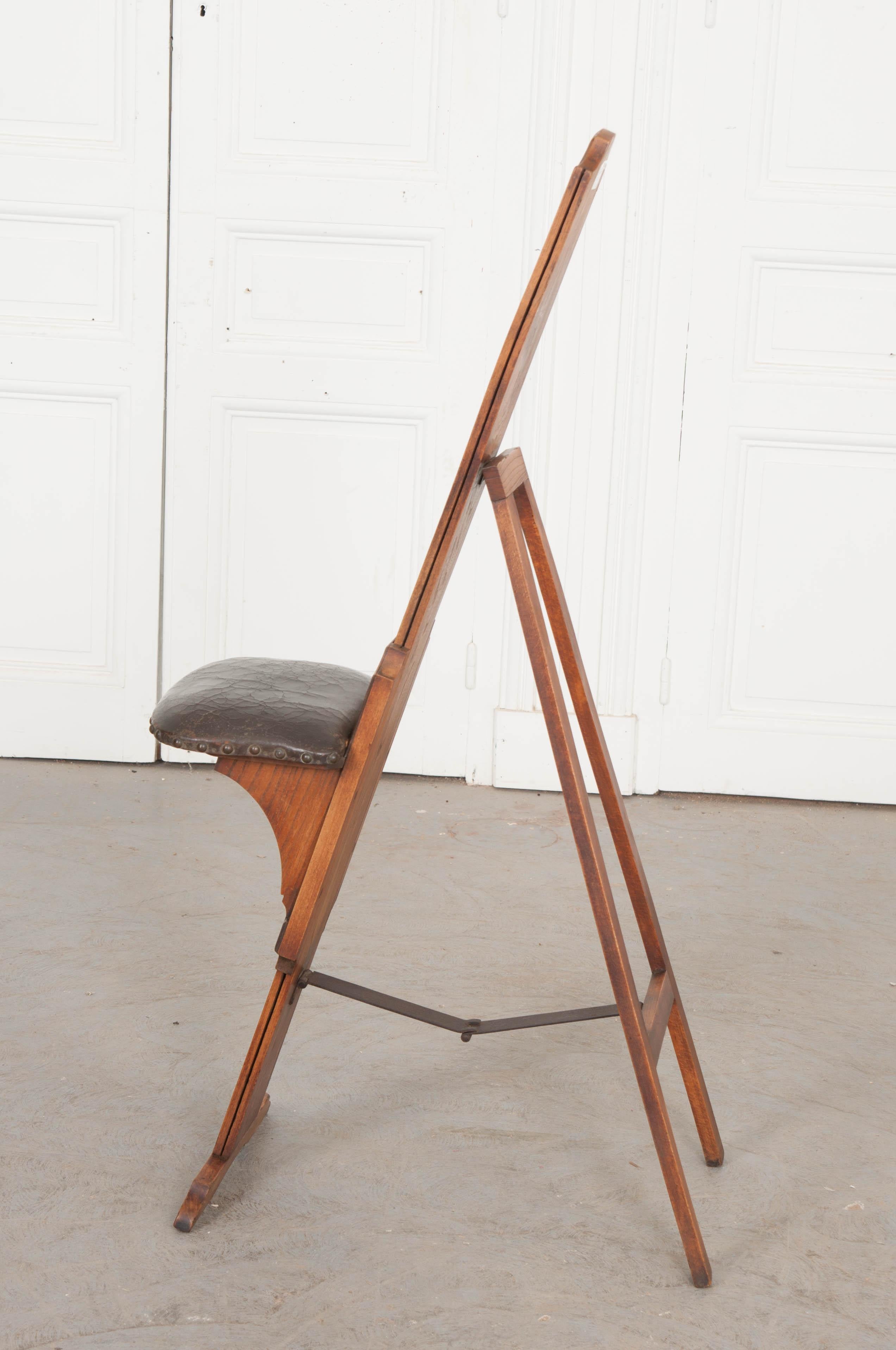 Patinated English 19th Century Oak Artist’s Chair