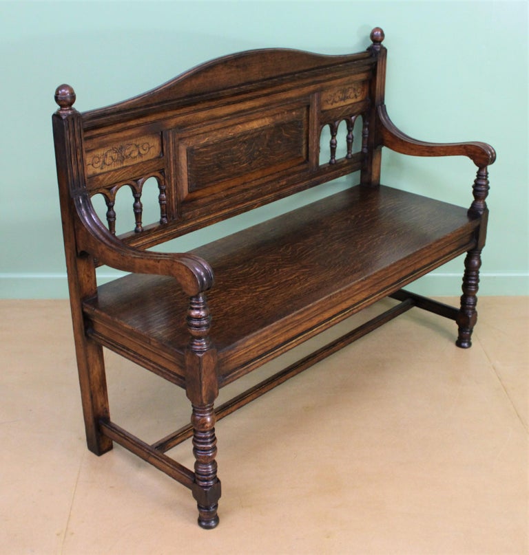 English 19th Century Oak Bench at 1stDibs