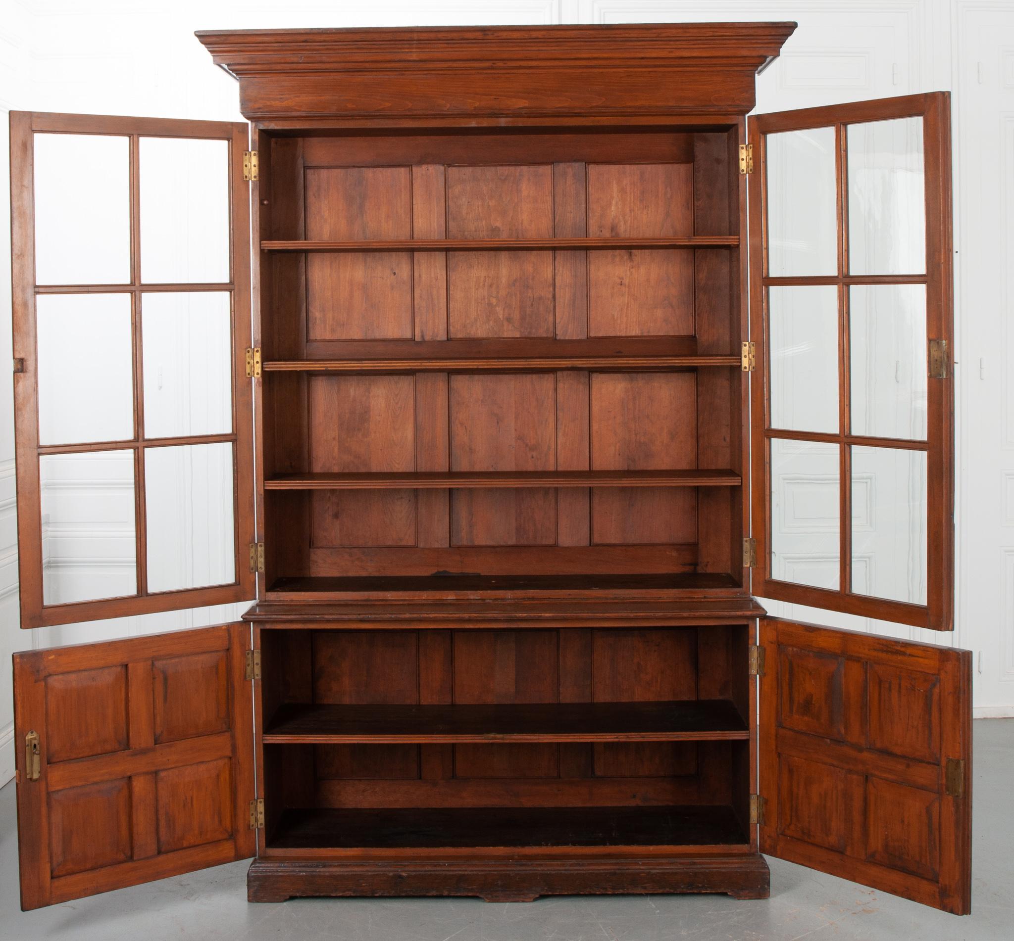 Carved English 19th Century Oak Bookcase