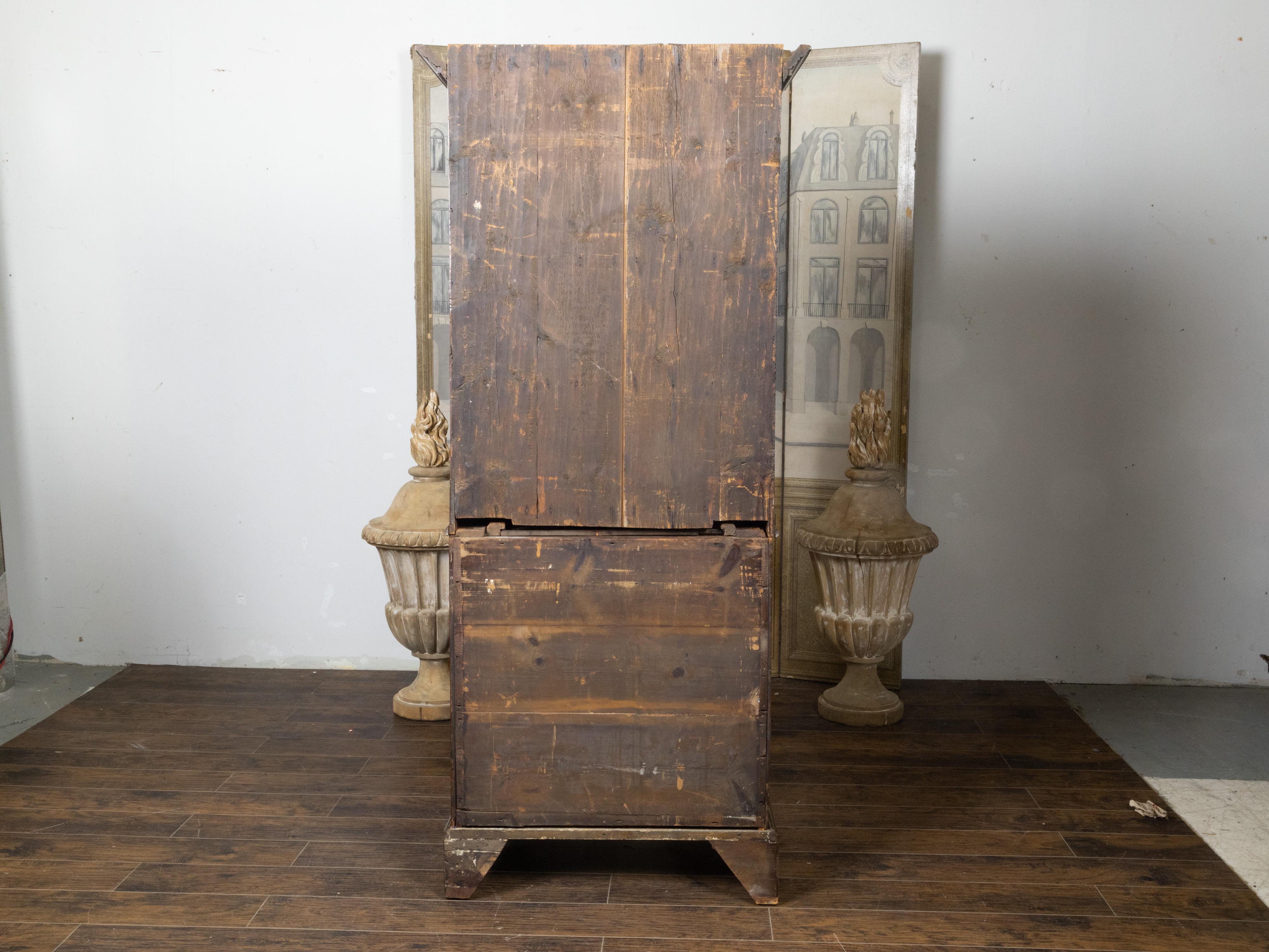 English 19th Century Oak Bookcase with Glass Doors, Drawers and Pilasters For Sale 1