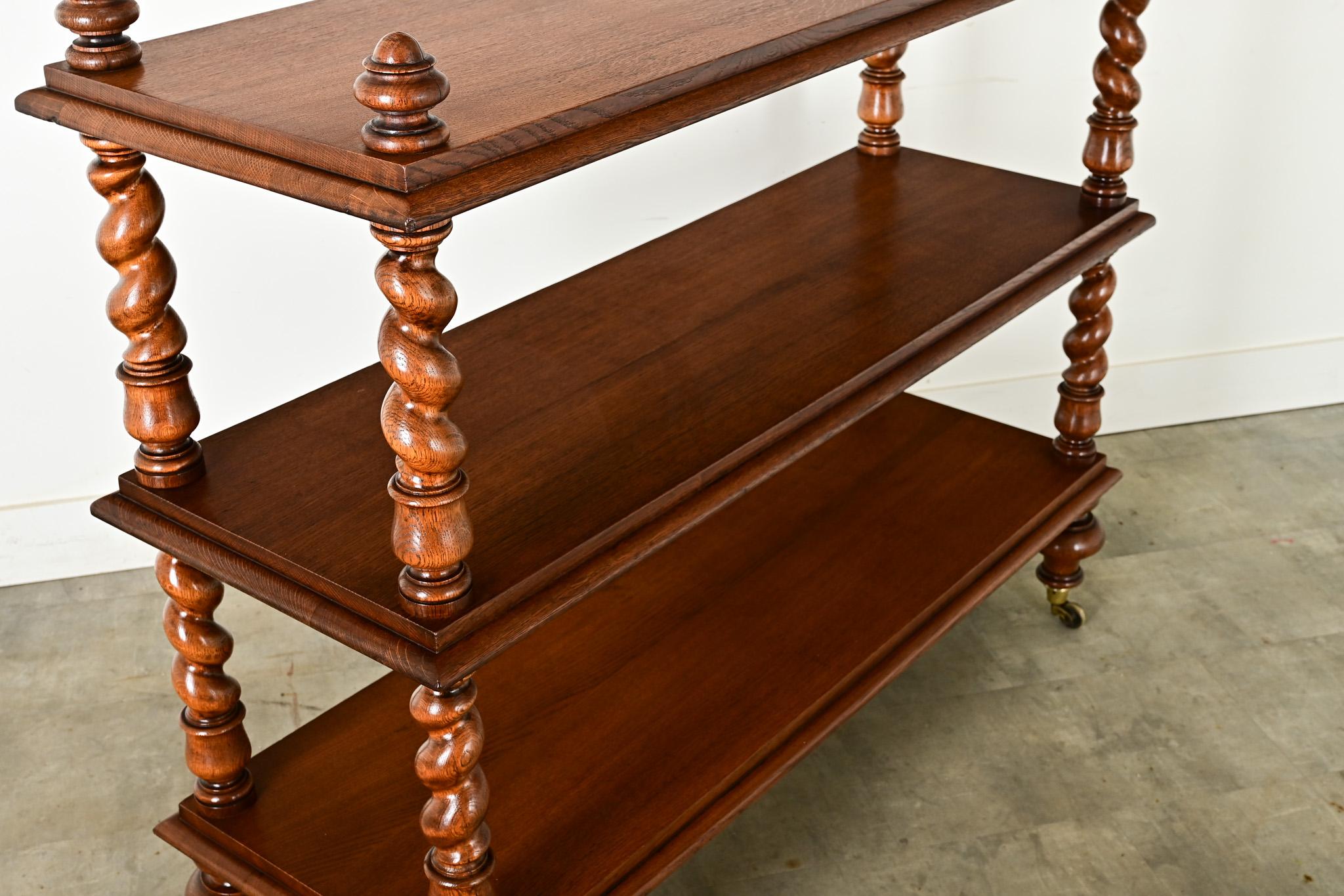 Carved English 19th Century Oak Butler’s Trolley