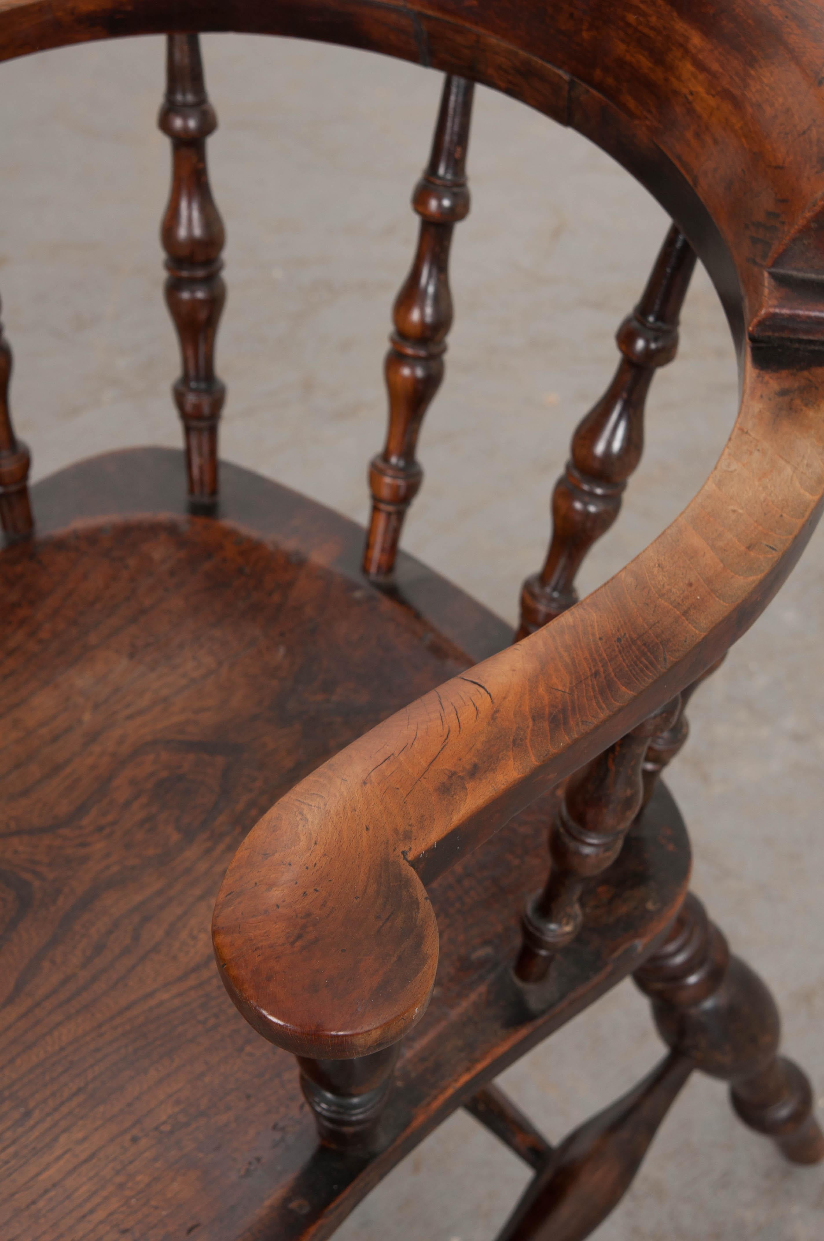 Patinated English 19th Century Oak Captain's Chair