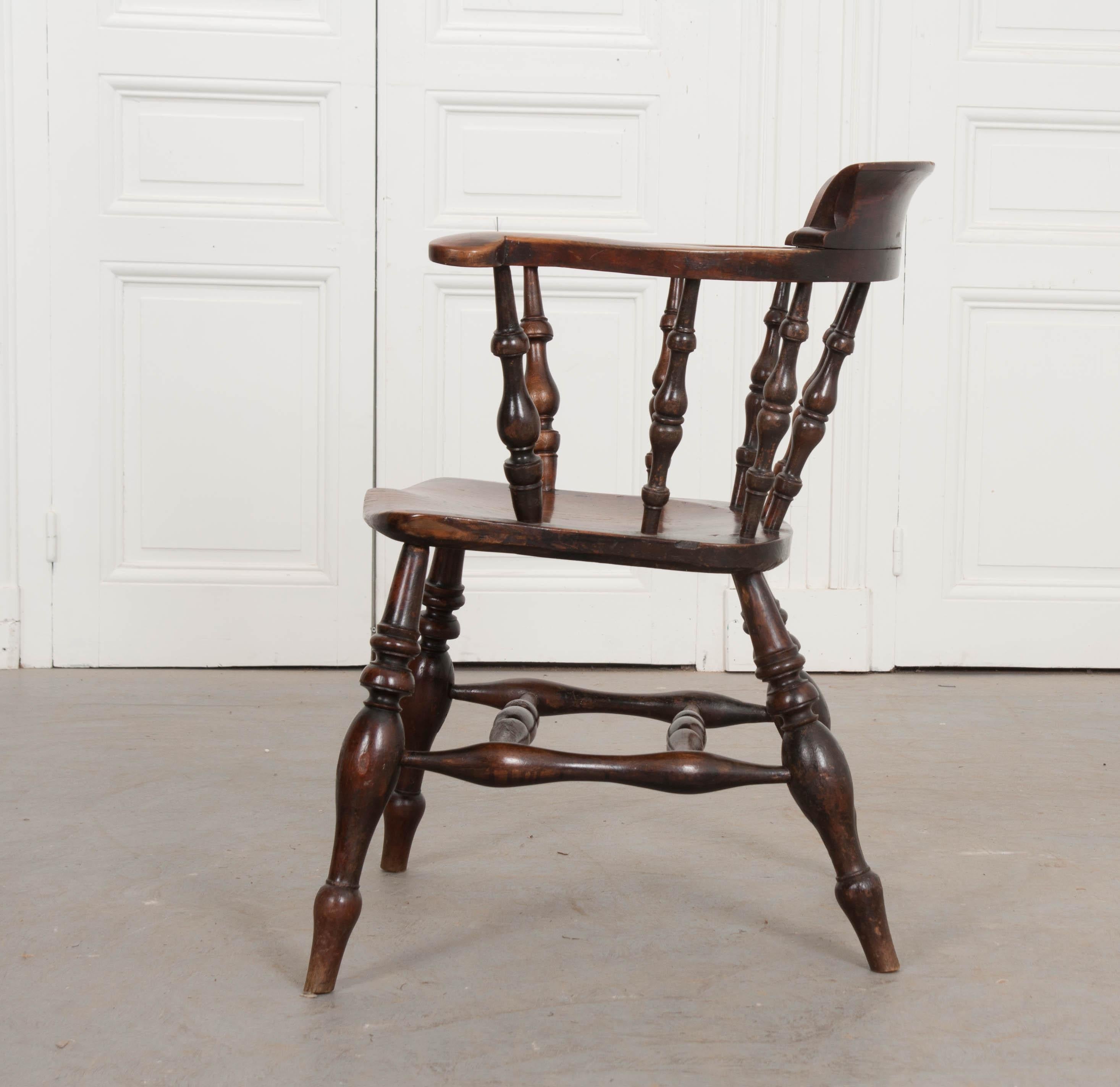 English 19th Century Oak Captain's Chair In Good Condition In Baton Rouge, LA