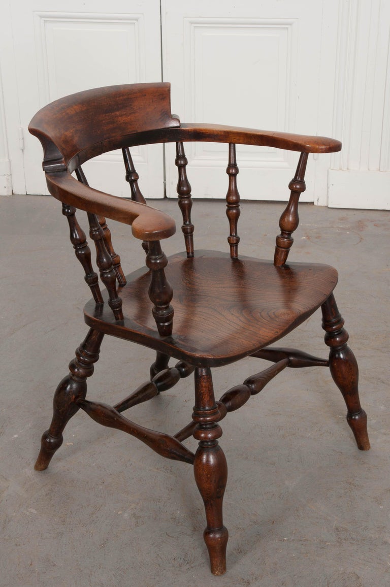 English 19th Century Oak Captain's Chair For Sale at 1stDibs