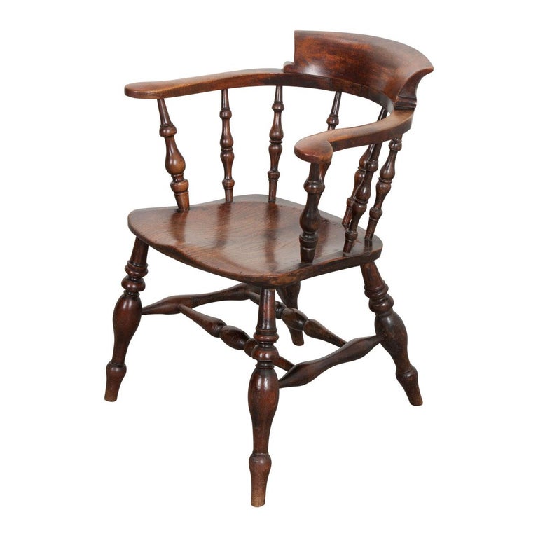 English 19th Century Oak Captain's Chair For Sale at 1stDibs