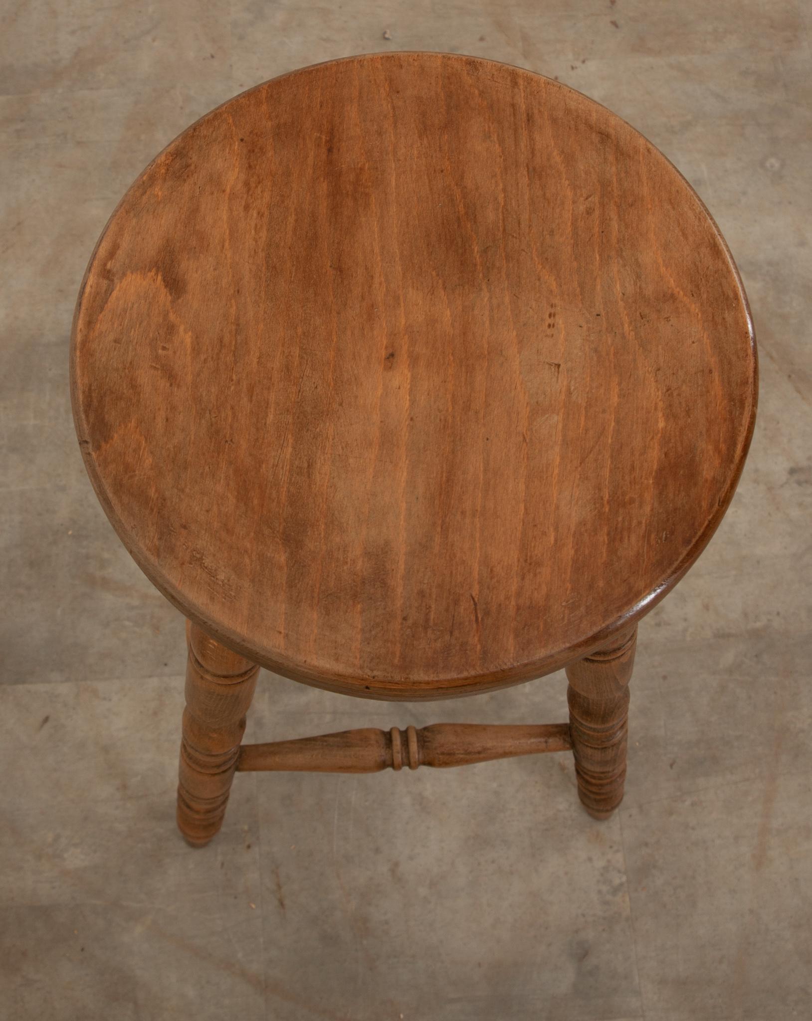 Hand-Crafted English 19th Century Oak Counter Stool