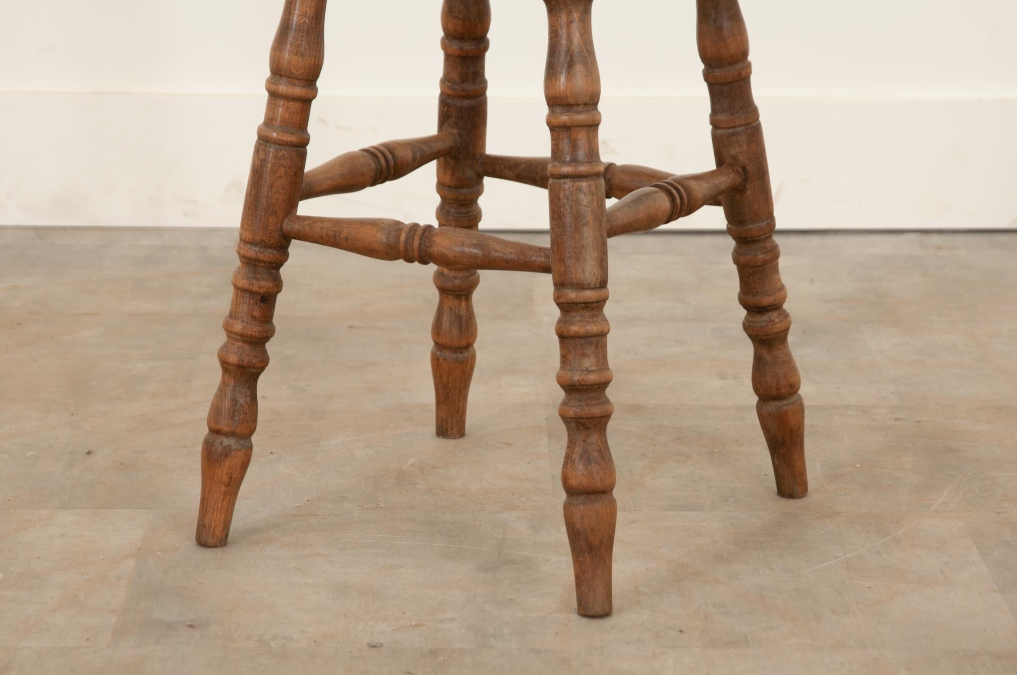 English 19th Century Oak Counter Stool In Good Condition In Baton Rouge, LA