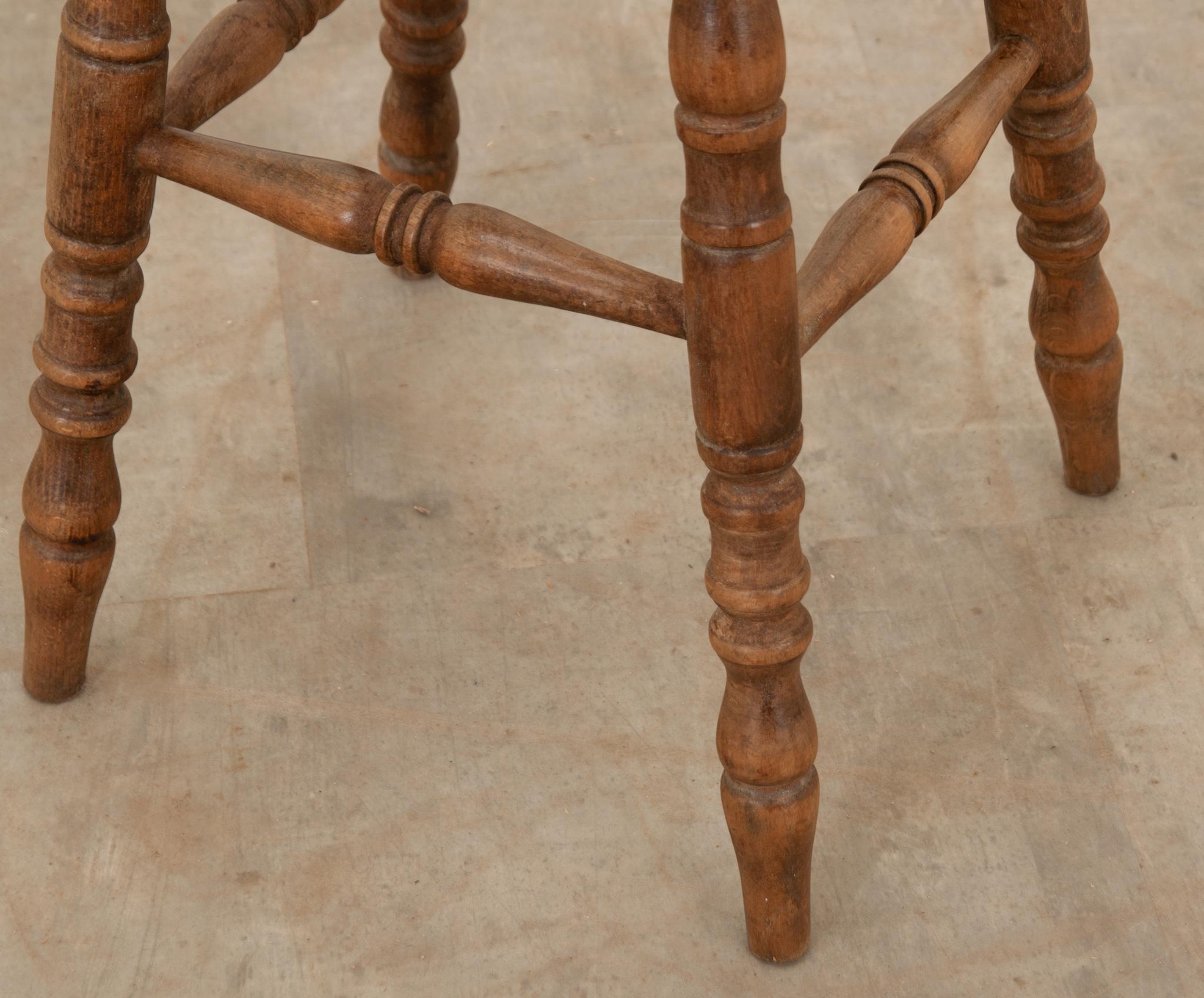 English 19th Century Oak Counter Stool 1