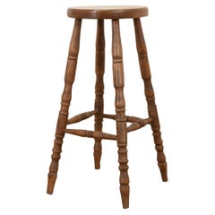 English 19th Century Oak Counter Stool