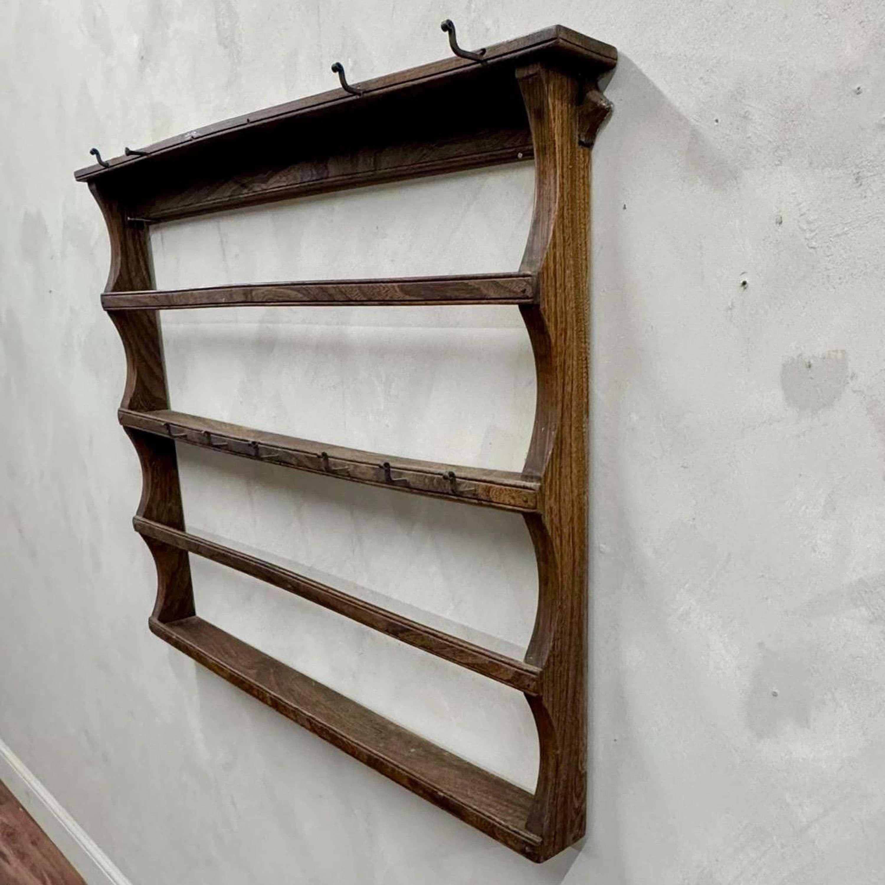 English 19th Century Oak Country House Plate Shelf For Sale 2