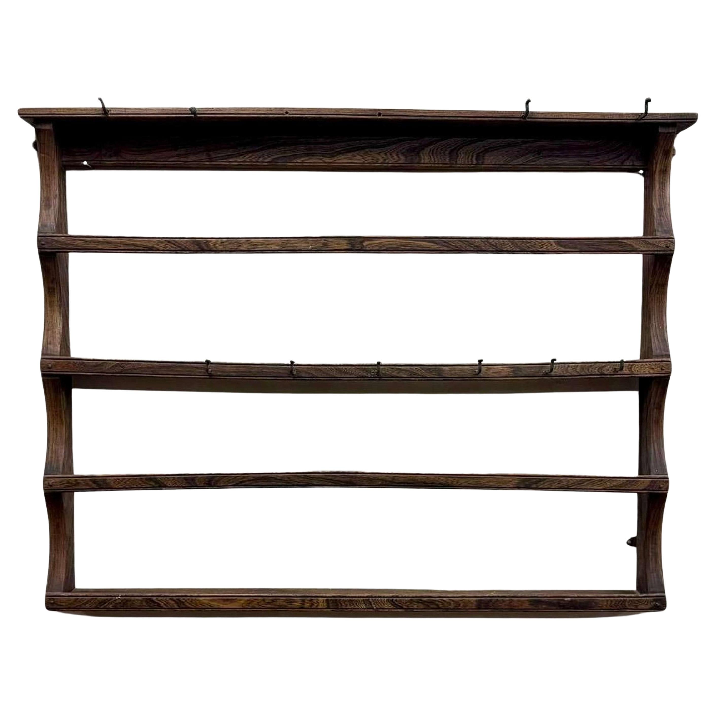 English 19th Century Oak Country House Plate Shelf For Sale