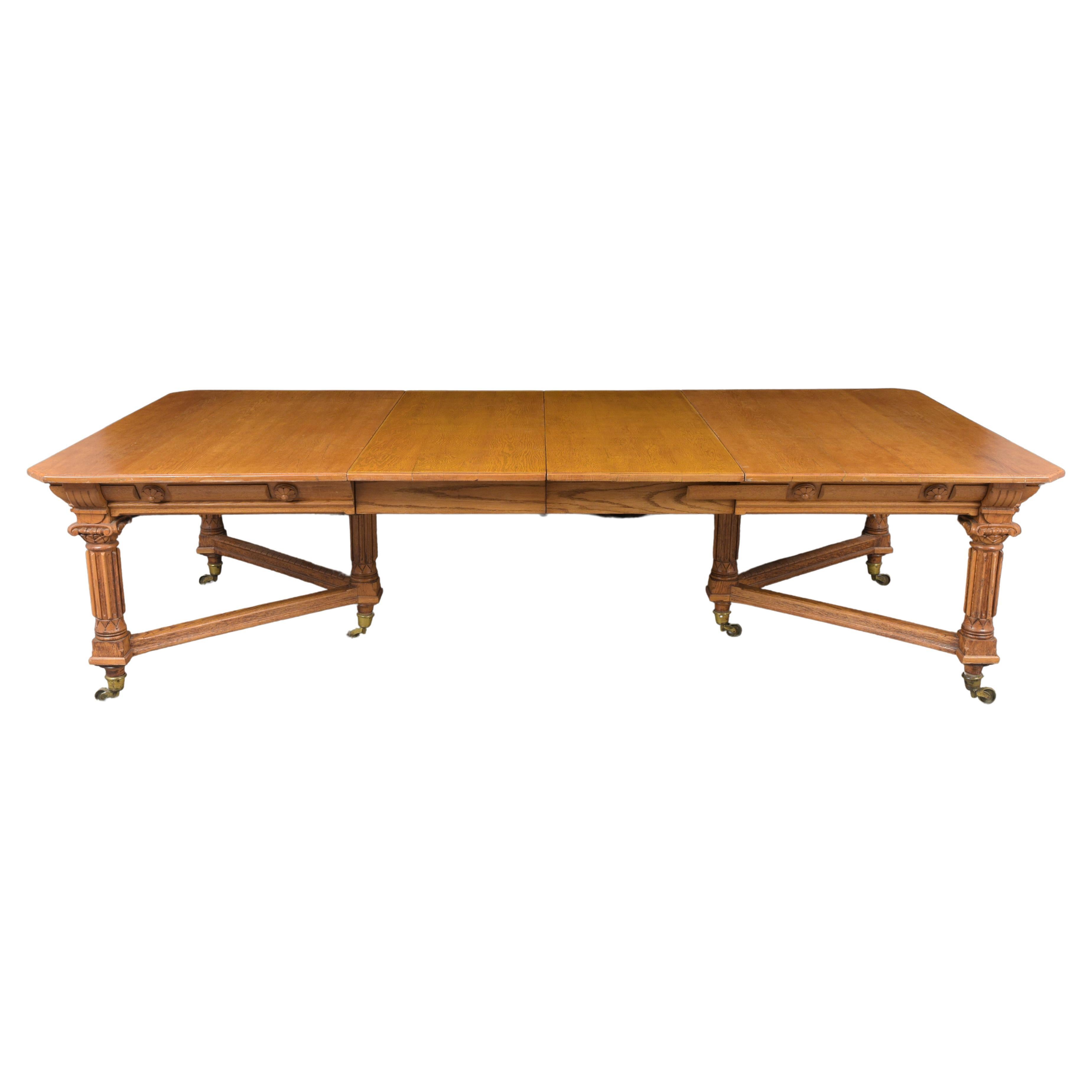 English 19th C. Oak Extending Dining Table With Screw Expander at 1stDibs