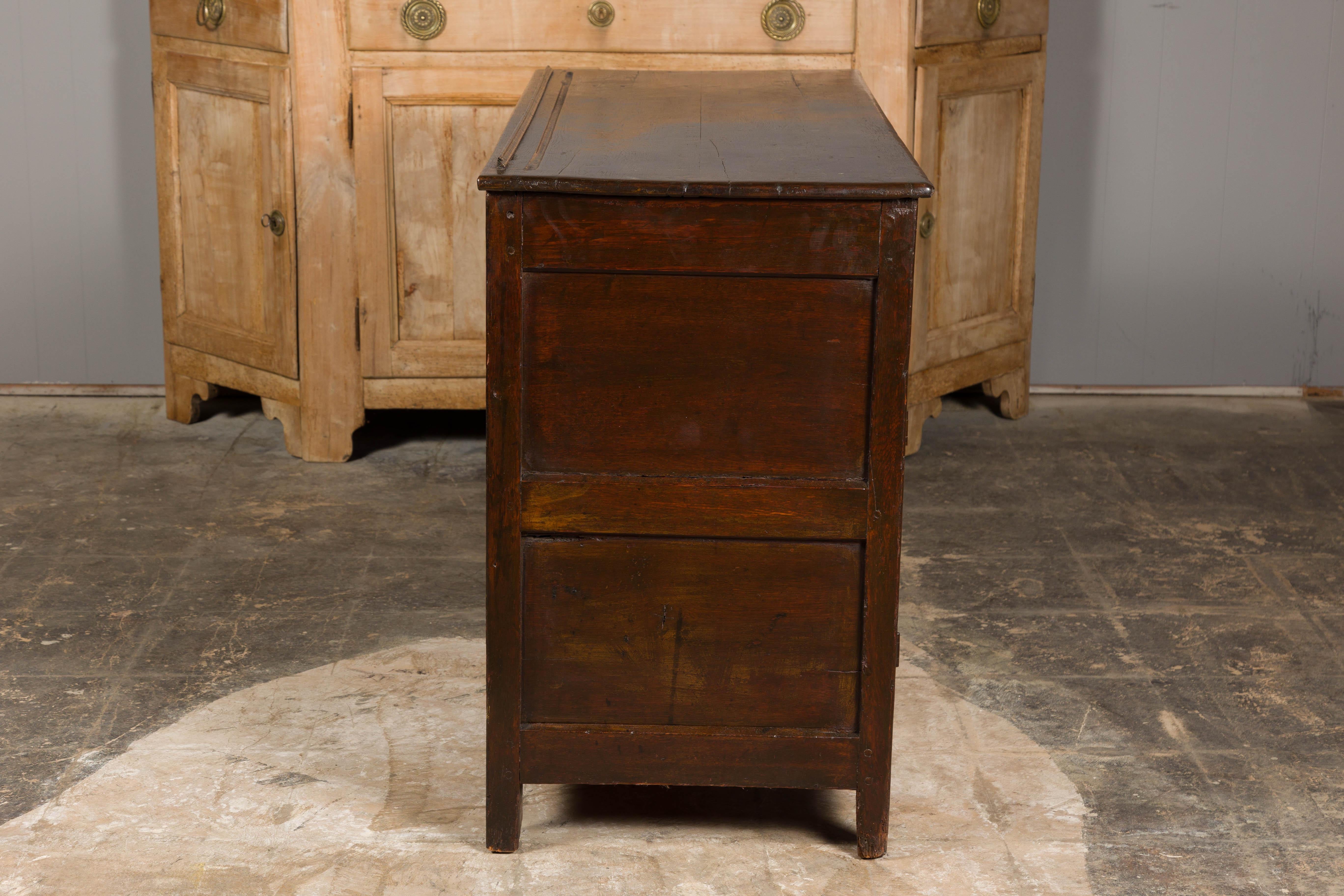 English 19th Century Oak Dresser Base with Geometric Front, Drawers and Doors For Sale 10